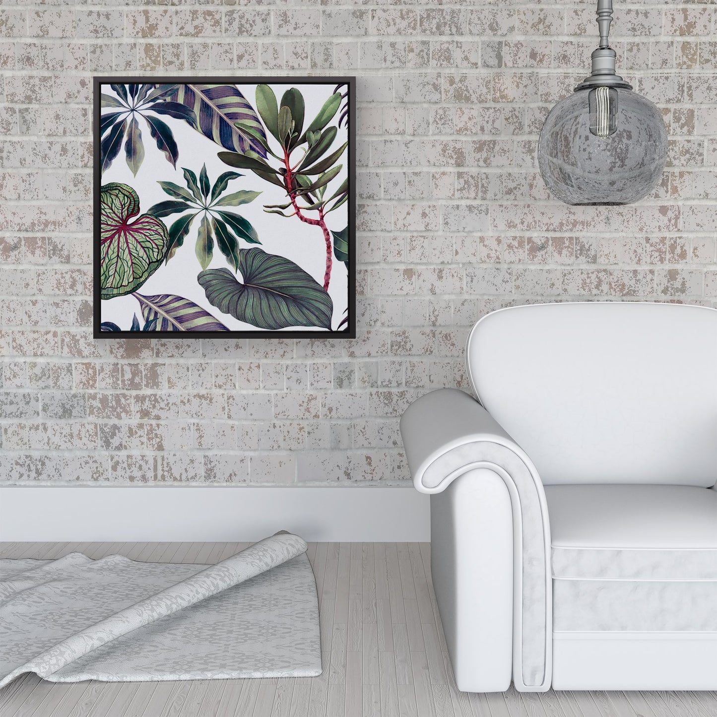 Watercolor Tropical Leaf Framed Canvas