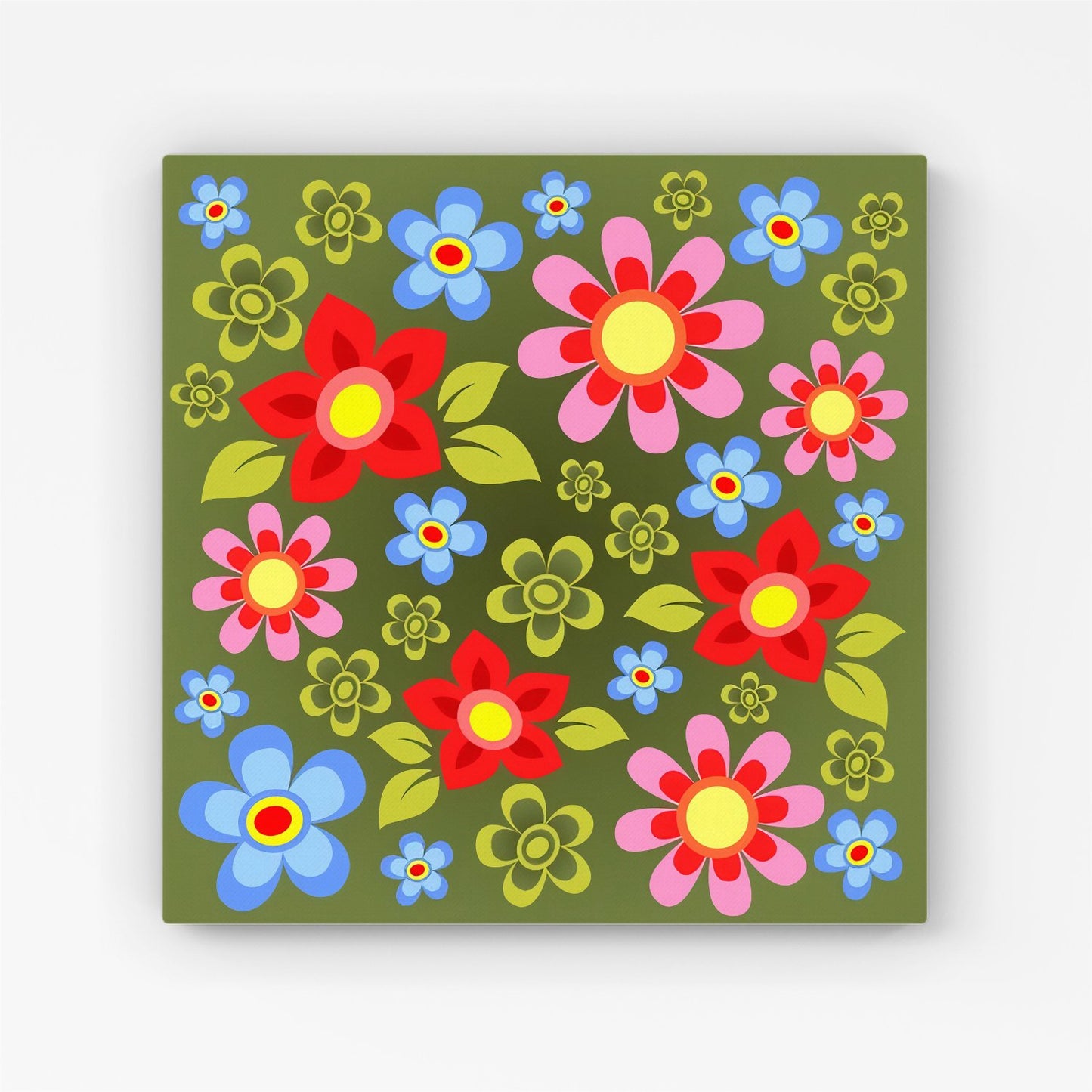 Red And Blue Flowers Canvas