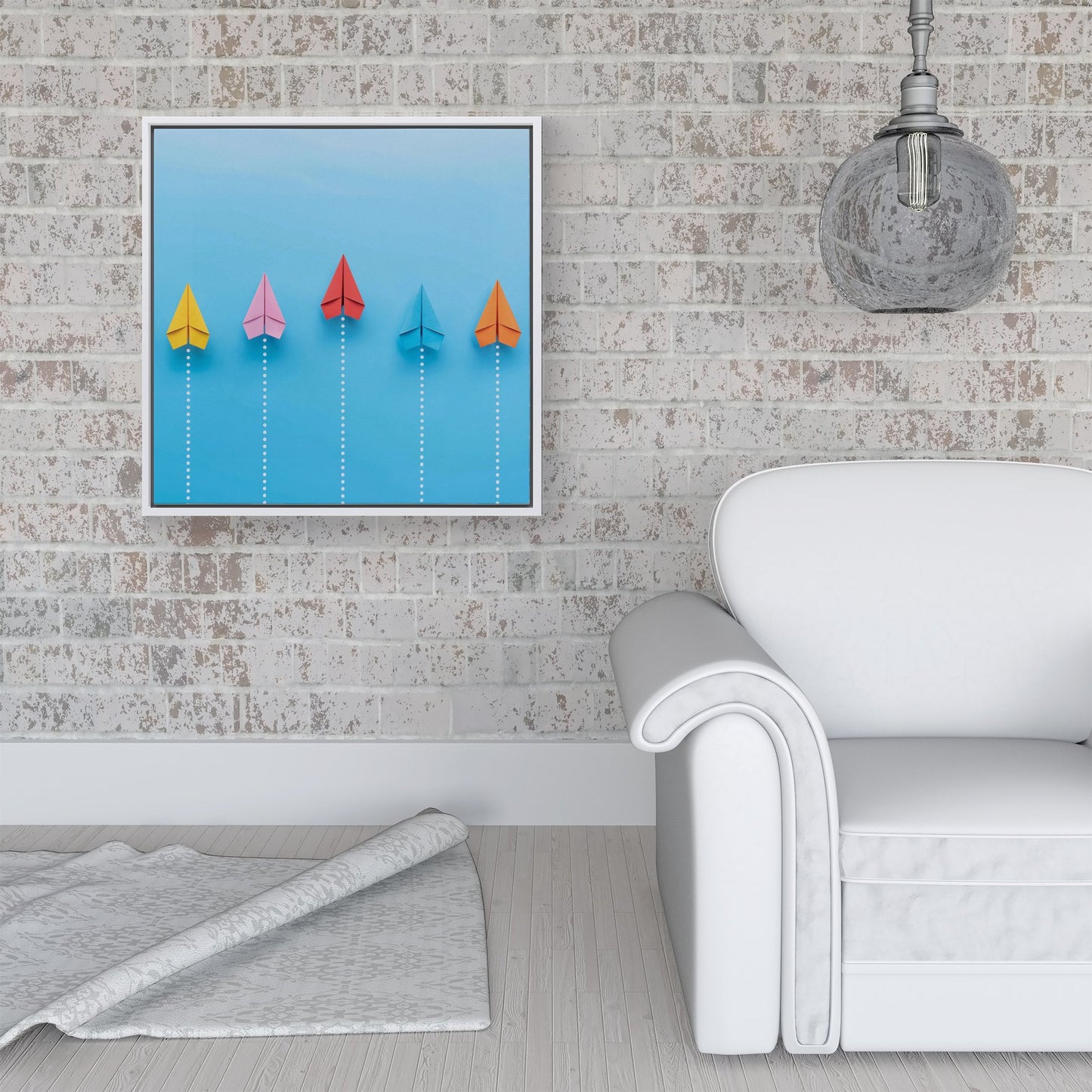 Paper Aeroplanes Framed Canvas