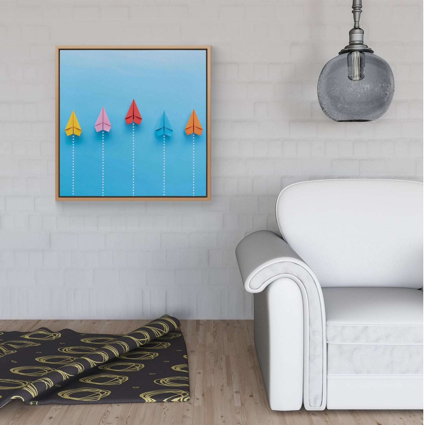 Paper Aeroplanes Framed Canvas