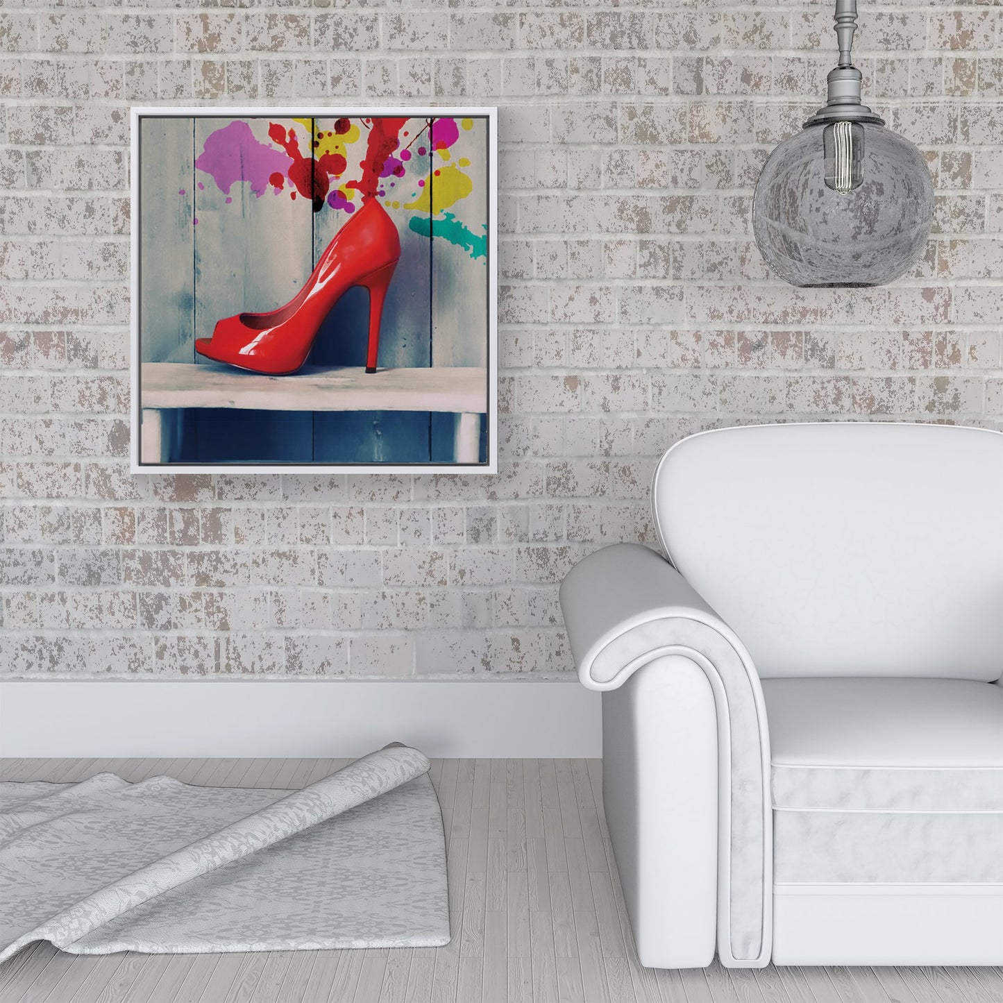 Retro Red Shoes Framed Canvas