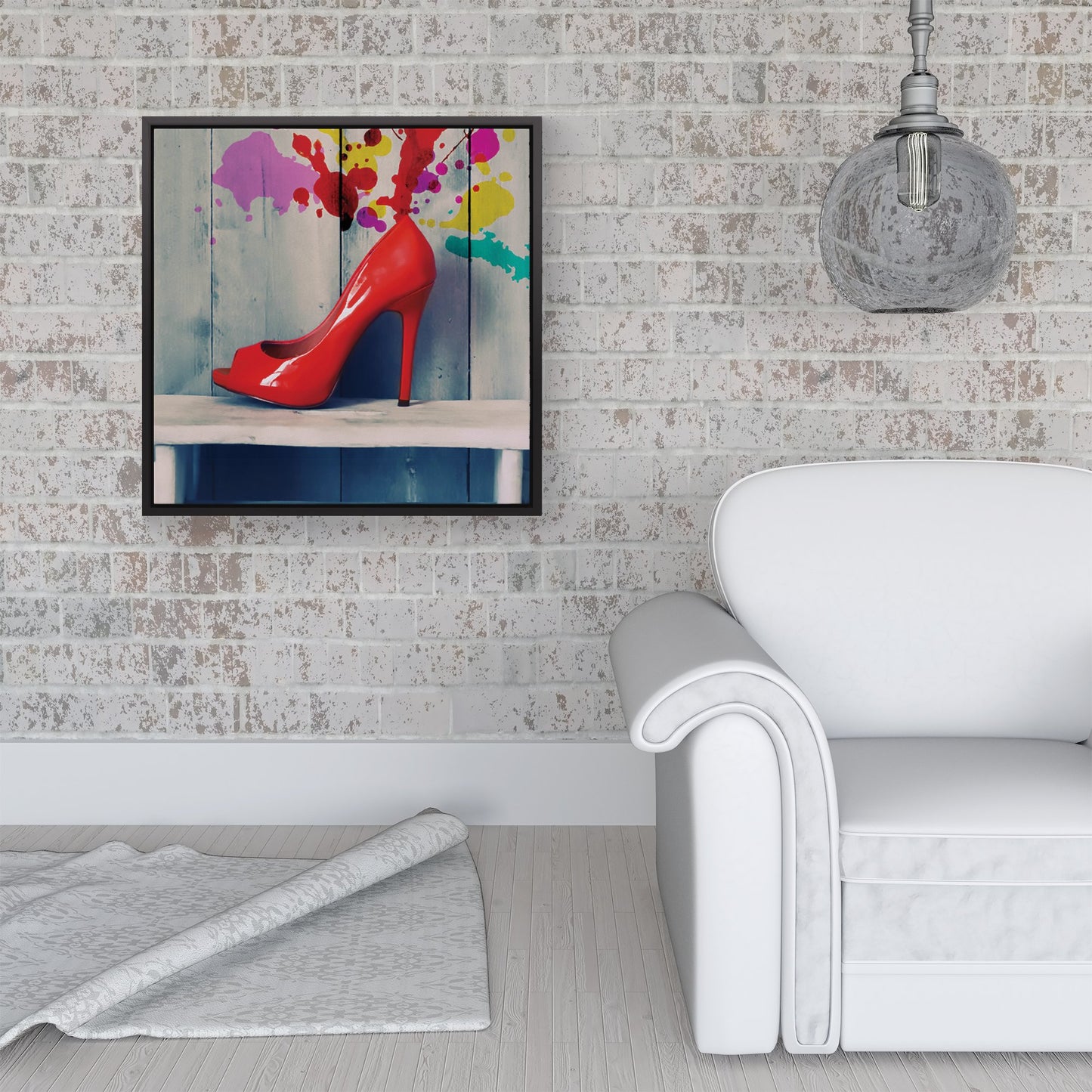 Retro Red Shoes Framed Canvas