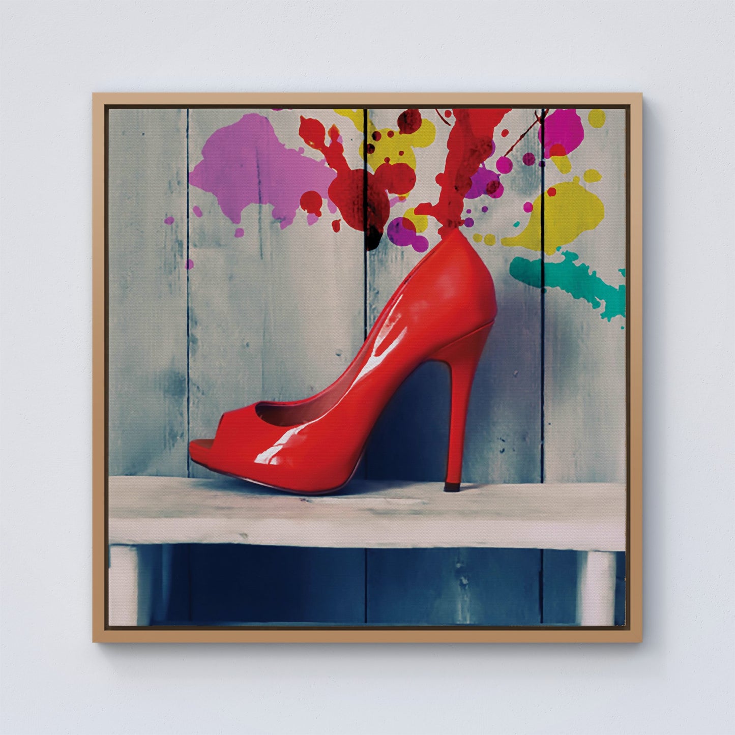 Retro Red Shoes Framed Canvas