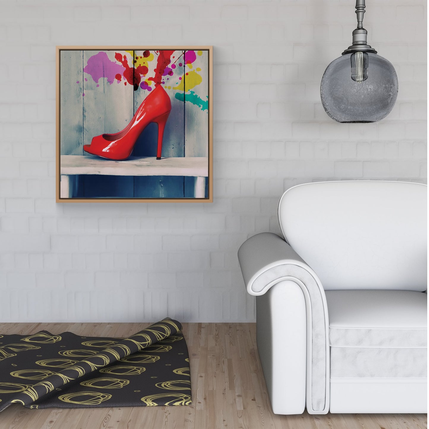 Retro Red Shoes Framed Canvas