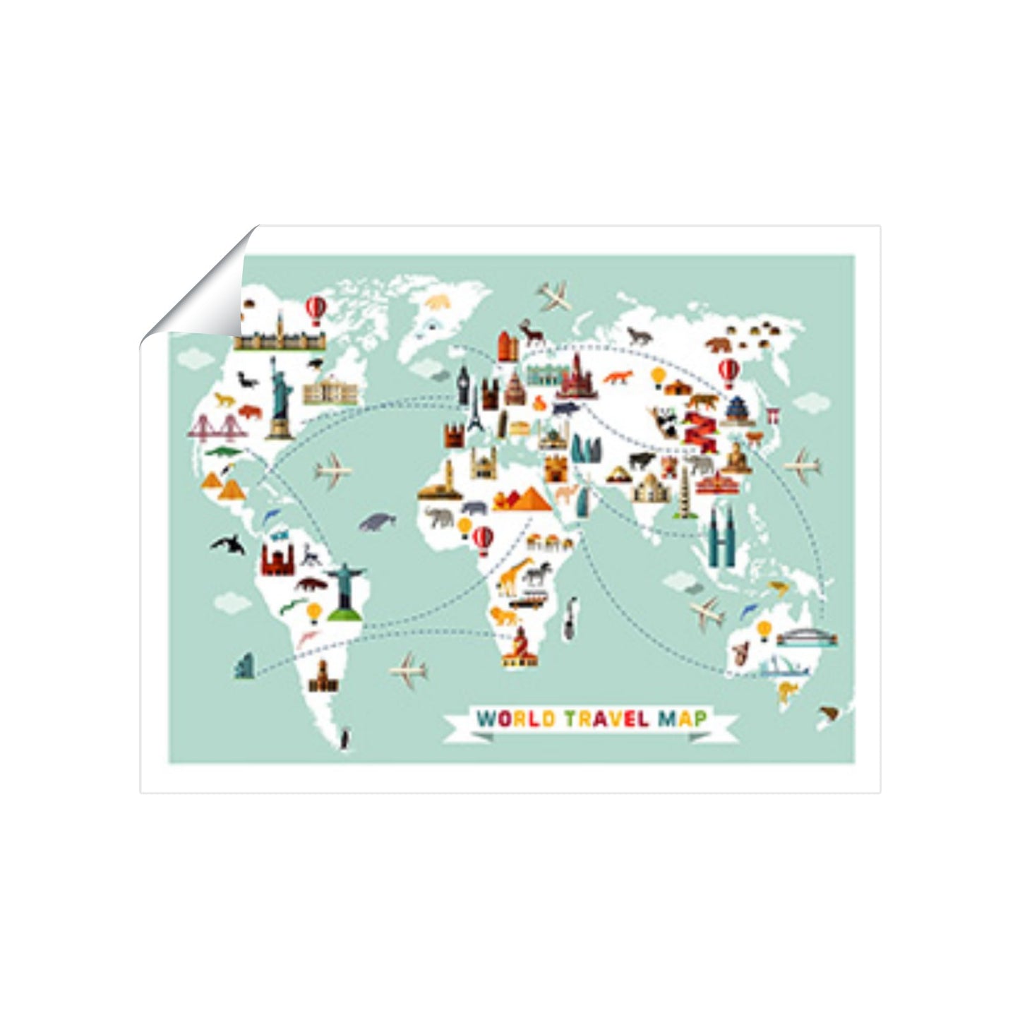 Cartoon Animal World Map Art Prints