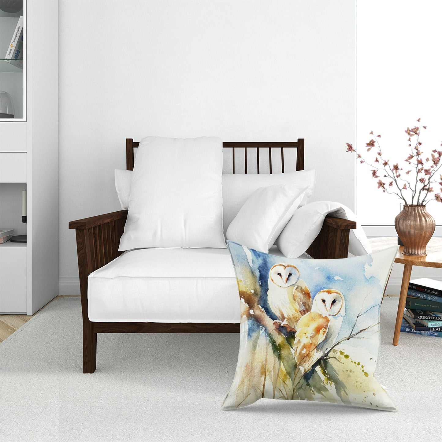 Barn Owls Watercolour Floor Cushion
