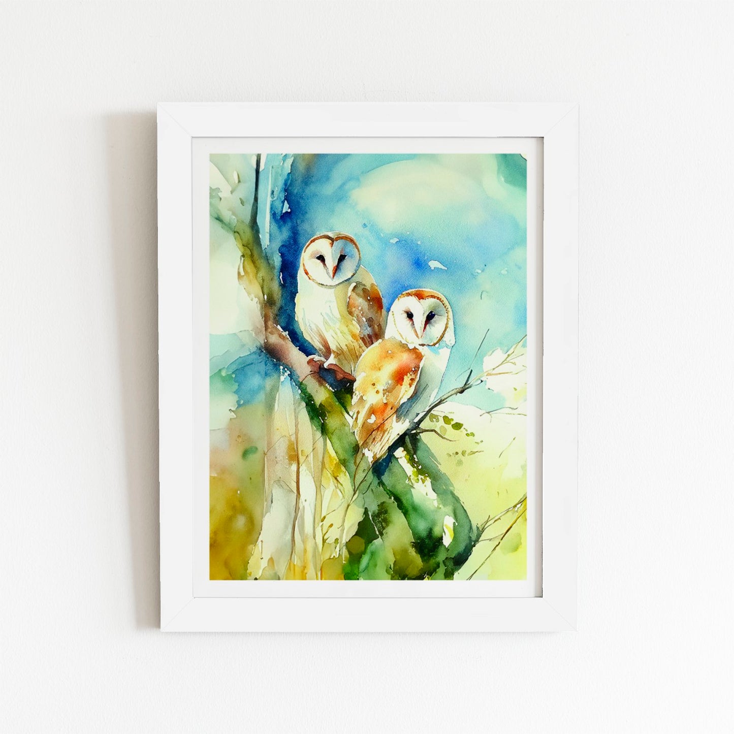 Barn Owls Watercolour Art Prints