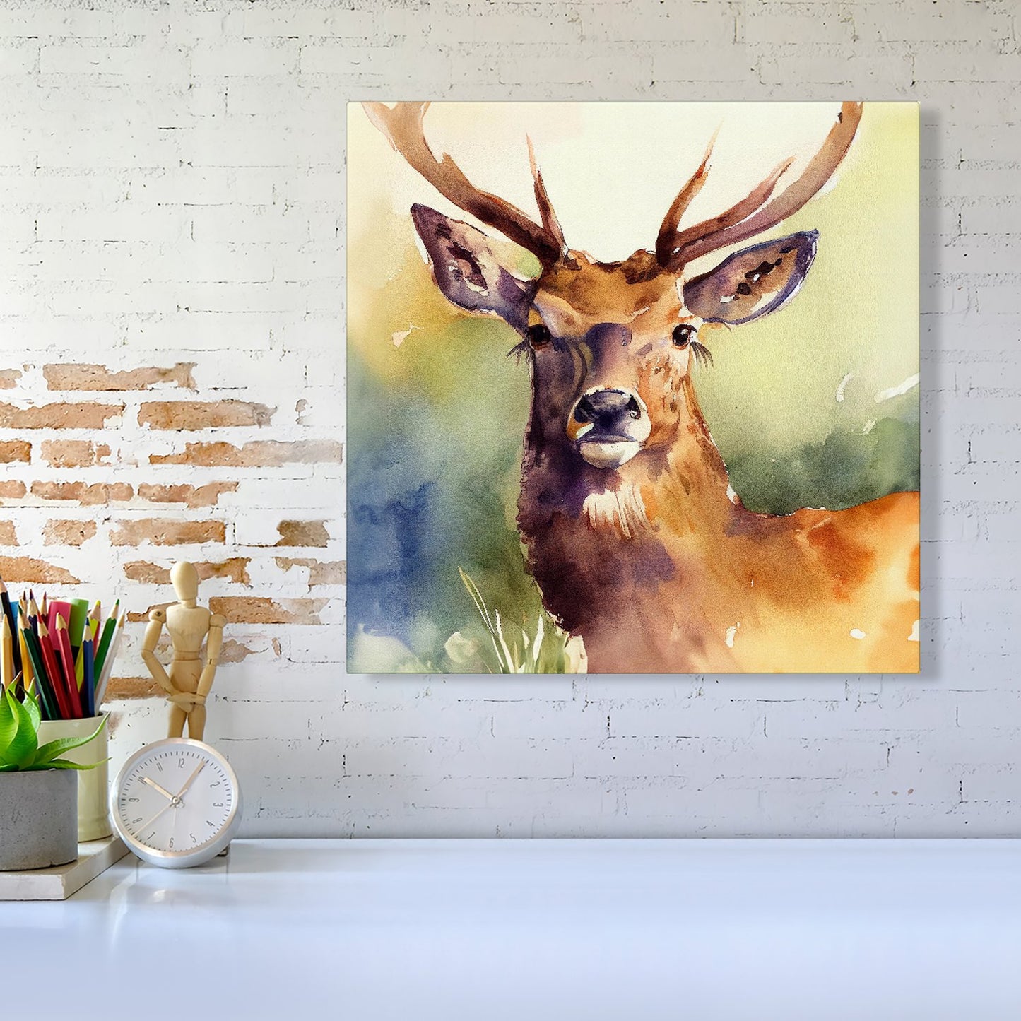 Splendid Stag Watercolour Canvas