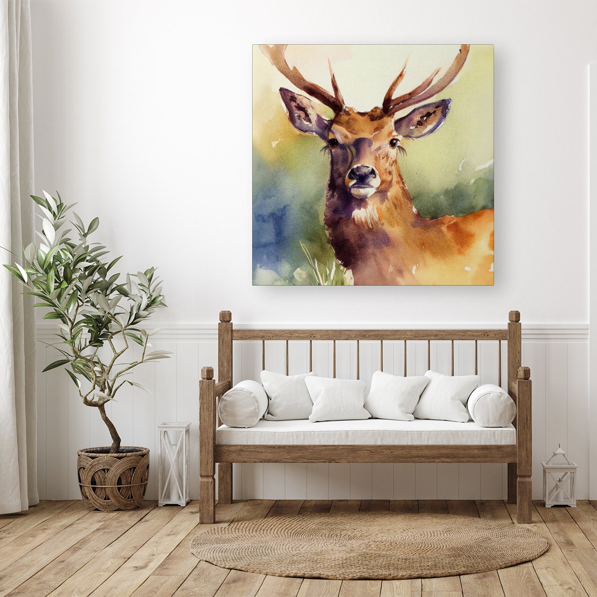 Splendid Stag Watercolour Canvas