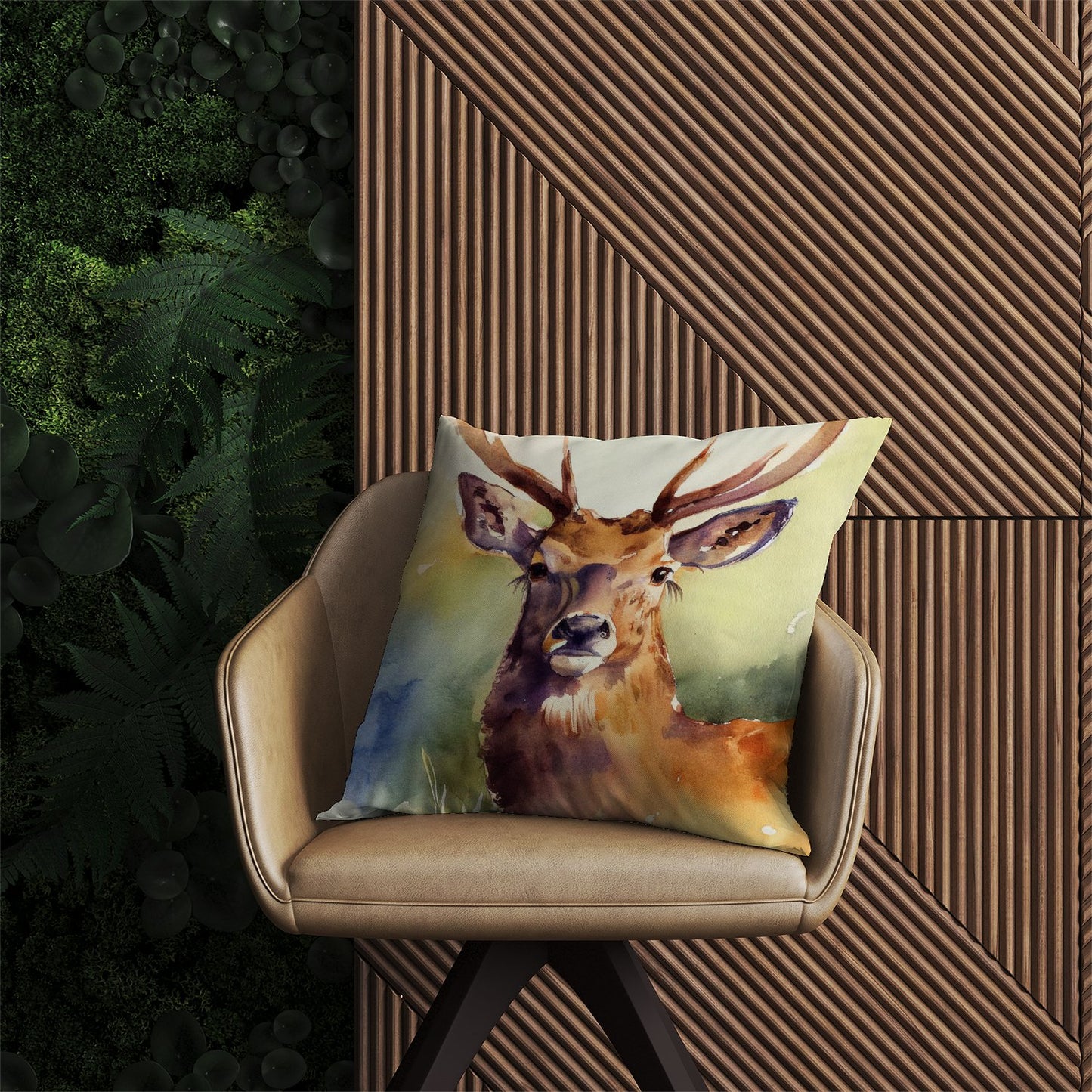 Splendid Stag Watercolour Outdoor Cushion