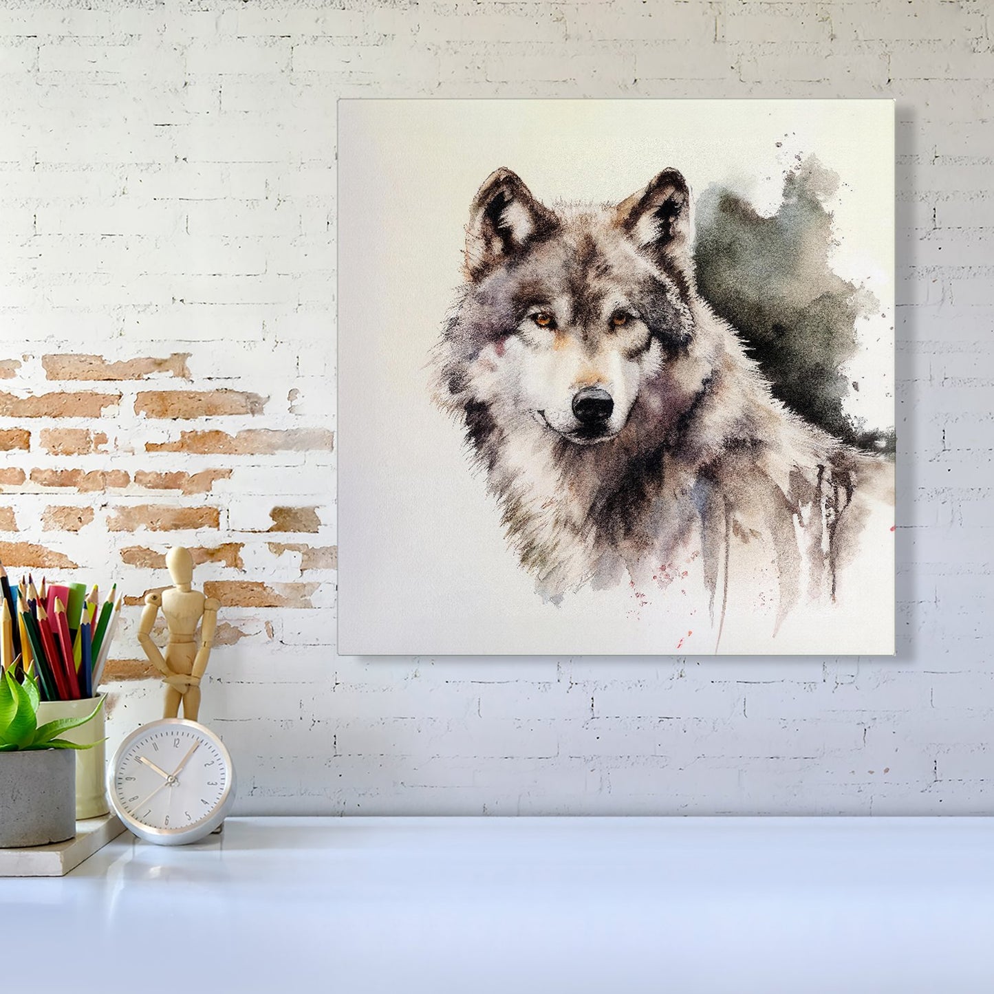 Loyal Wolf Watercolour Canvas