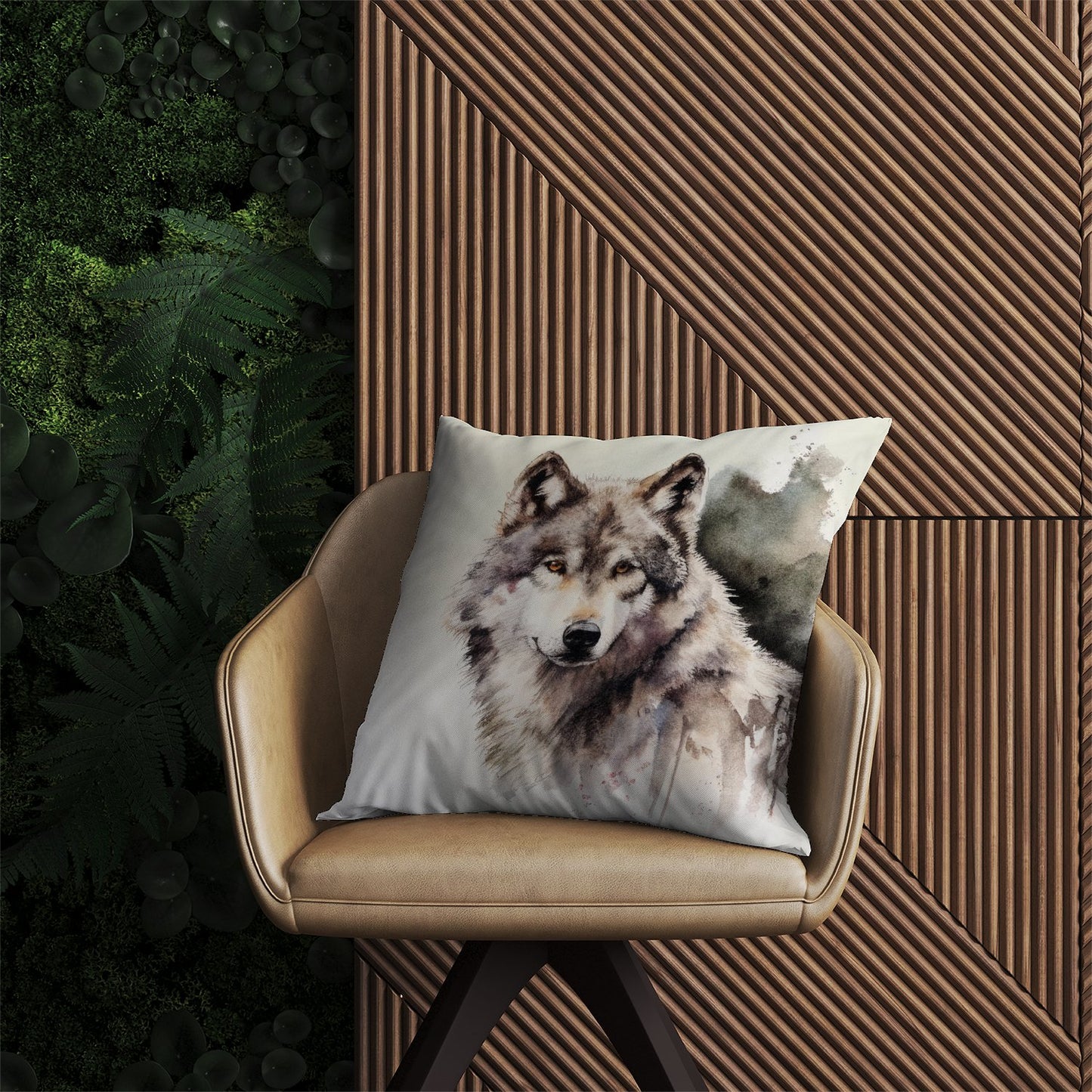 Loyal Wolf Watercolour Outdoor Cushion