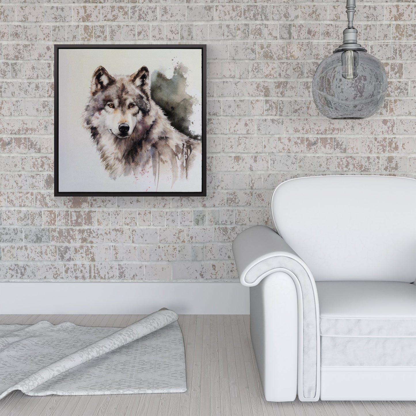 Loyal Wolf Watercolour Framed Canvas