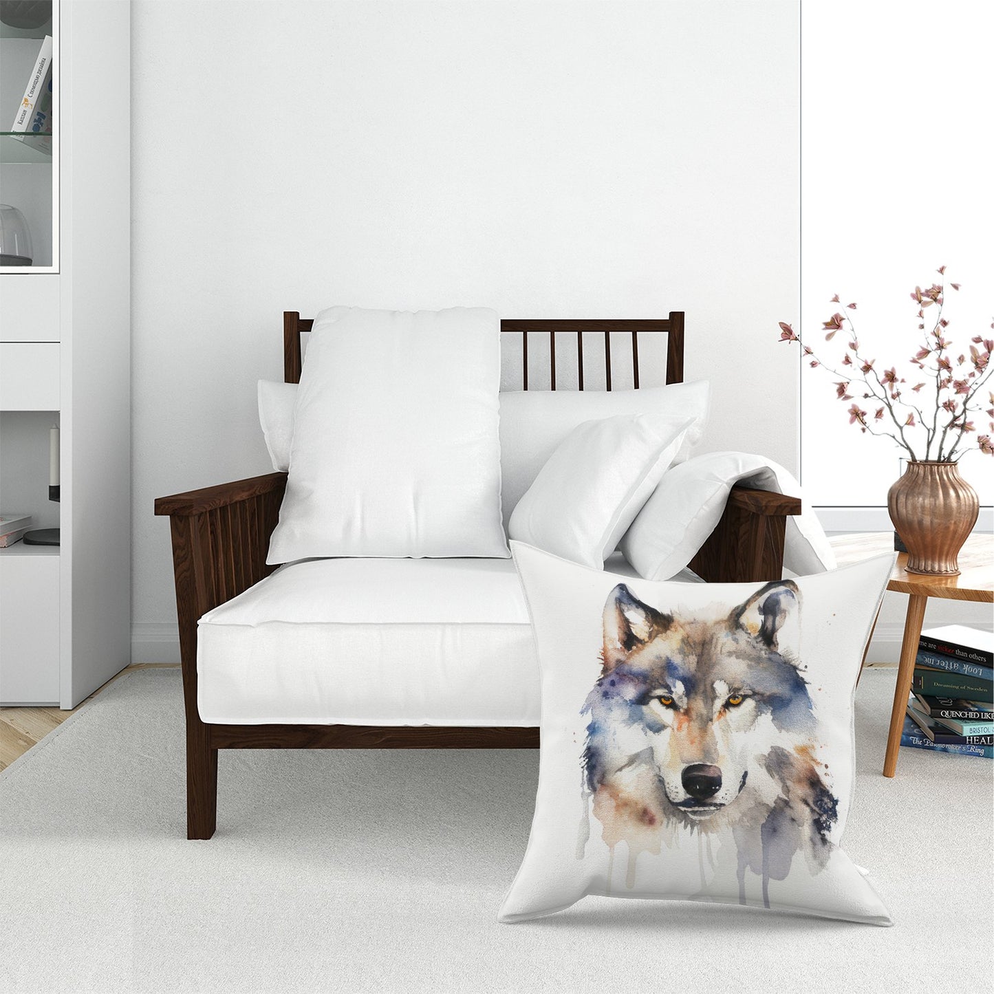 Wolf Watercolour Floor Cushion