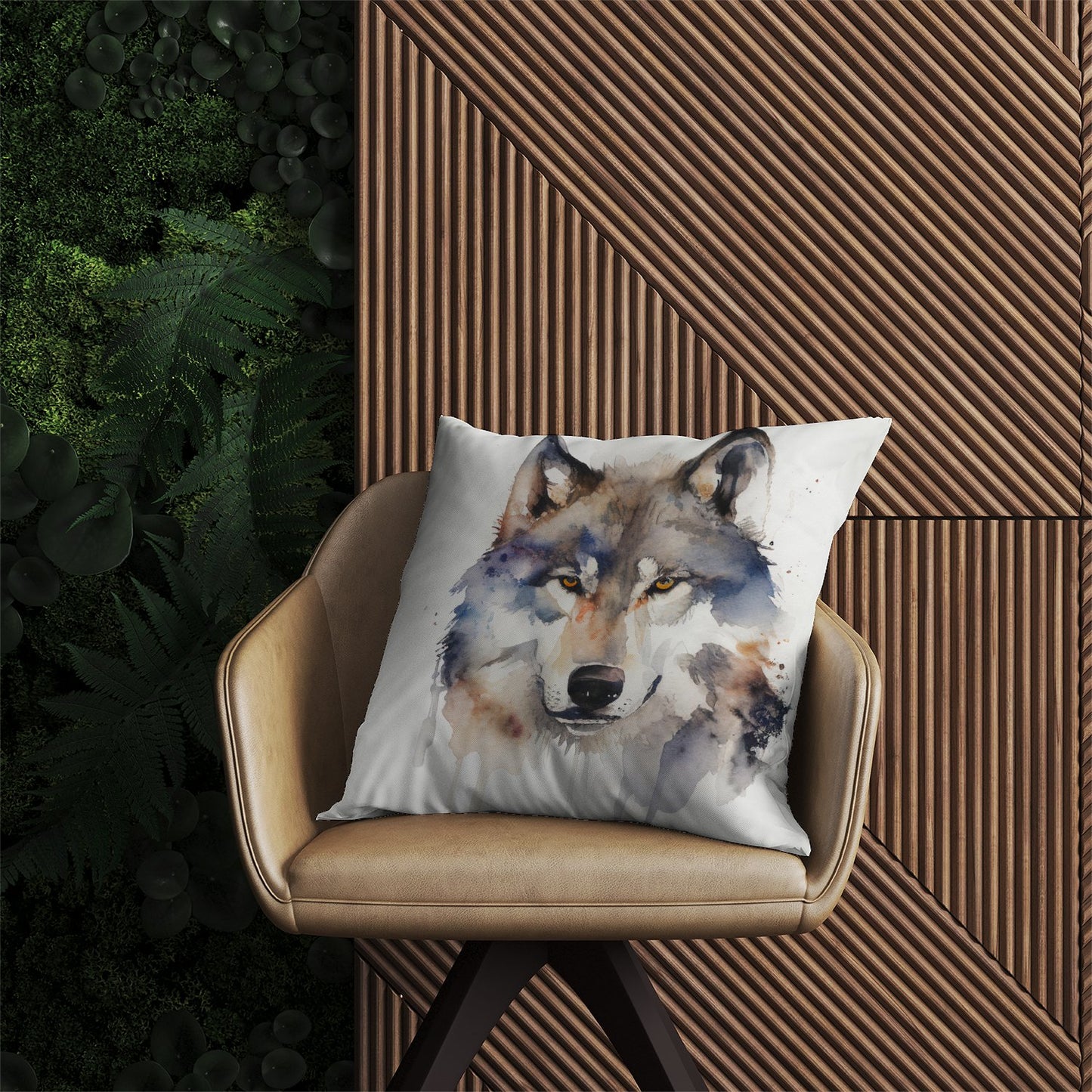 Wolf Watercolour Outdoor Cushion