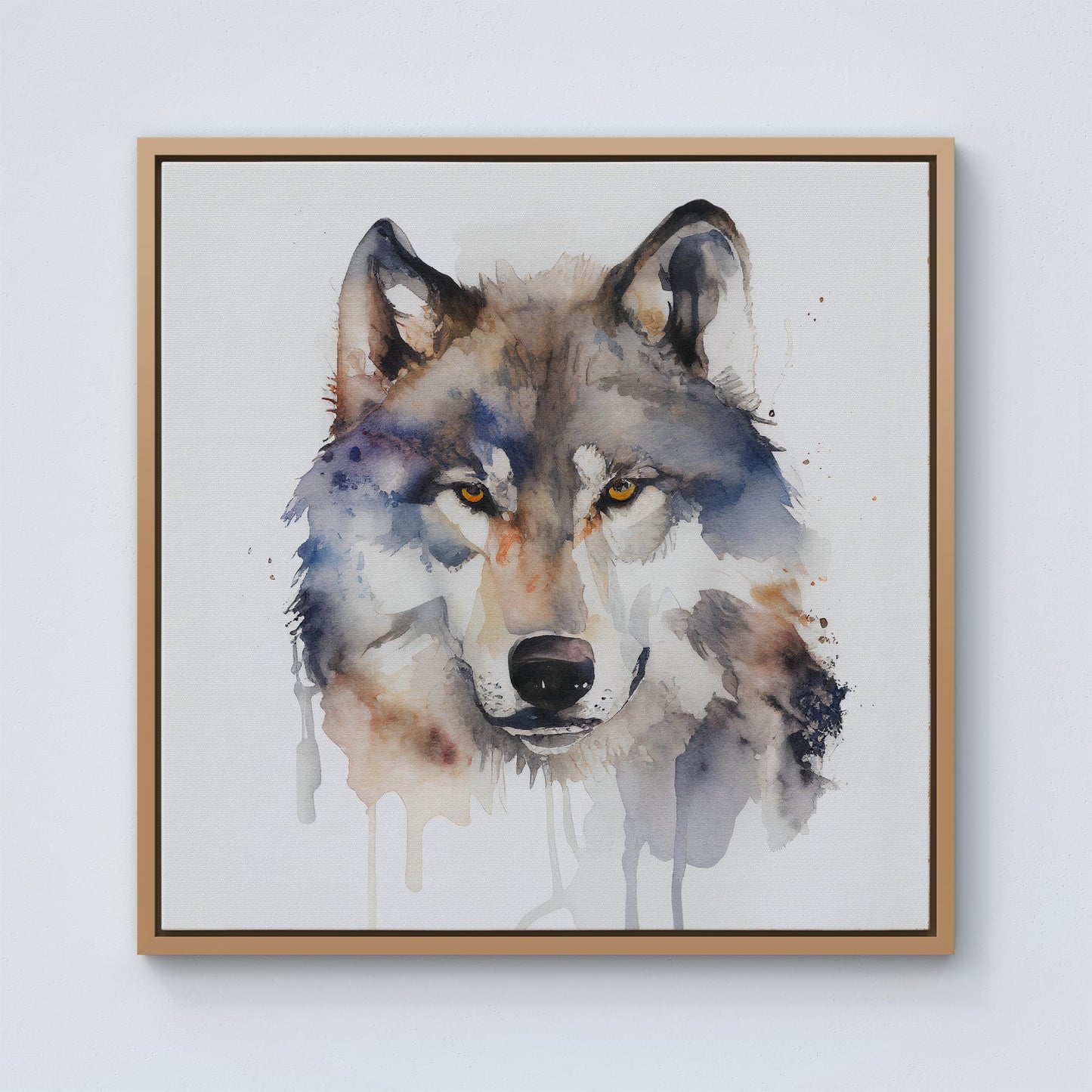 Wolf Watercolour Framed Canvas