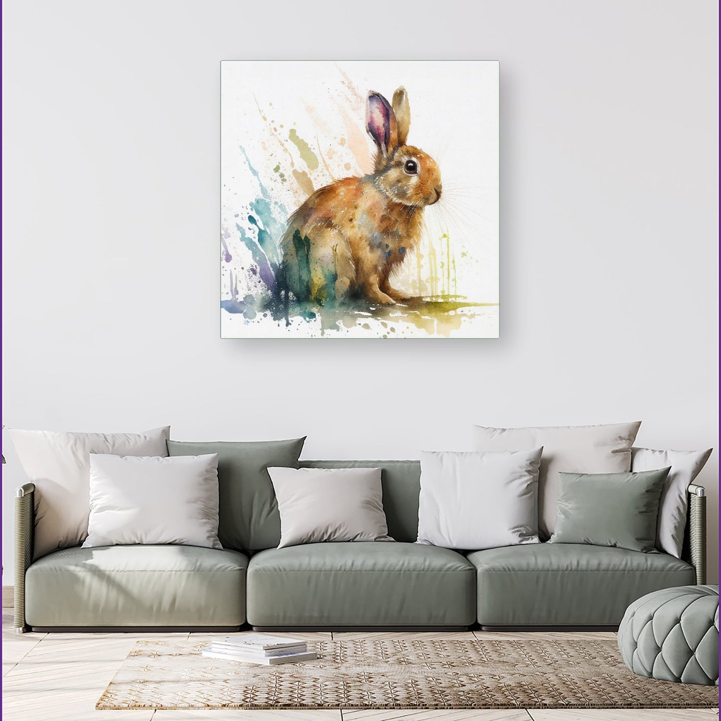 Rabbit Splash Watercolour Canvas