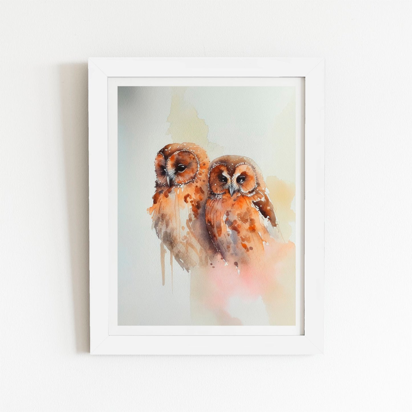 Loving Tawny Owls Watercolour Art Prints