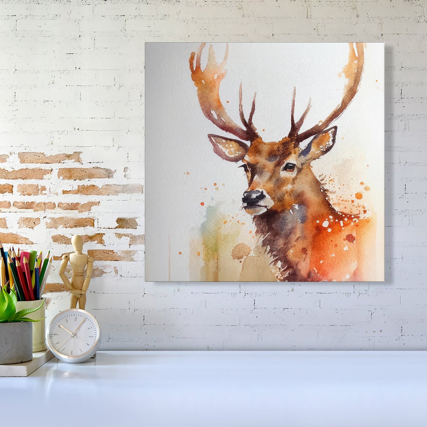 Majestic Stag Watercolour Canvas