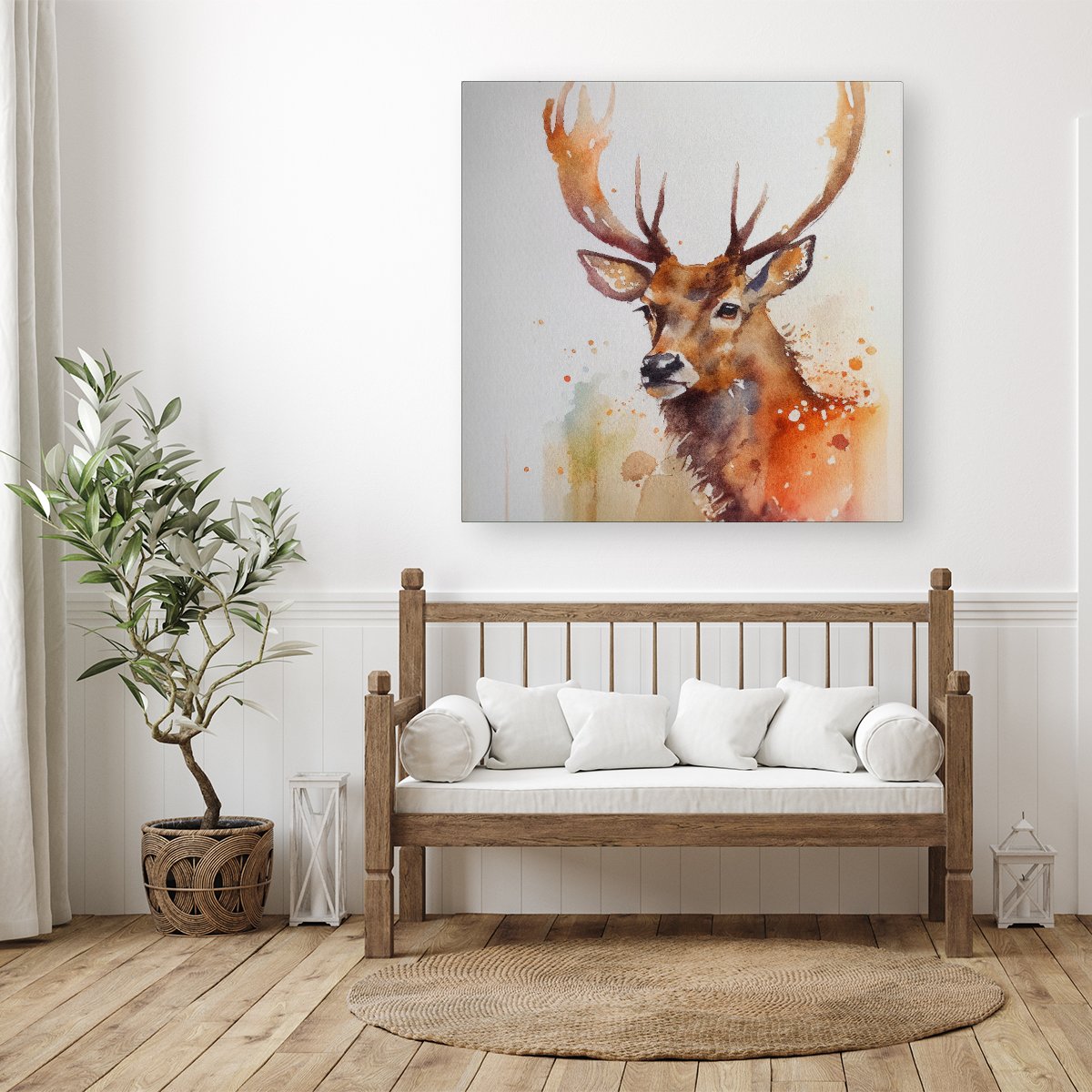 Majestic Stag Watercolour Canvas