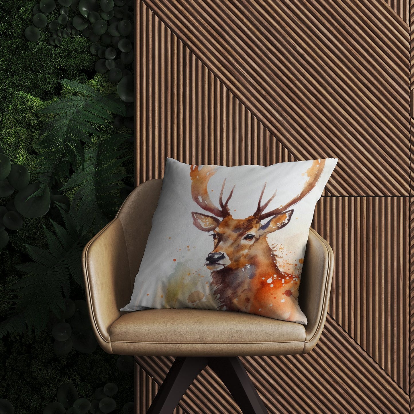 Majestic Stag Watercolour Outdoor Cushion
