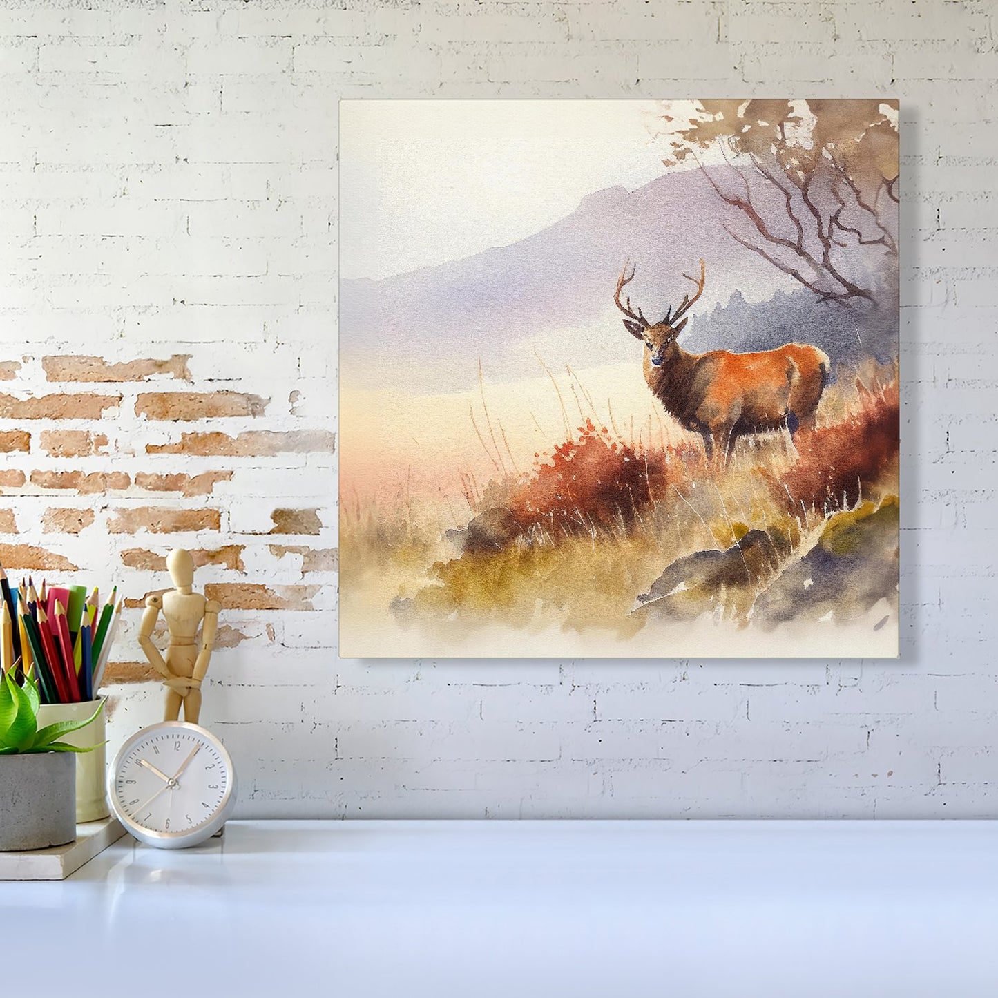 Stag Deer Water Colour Canvas