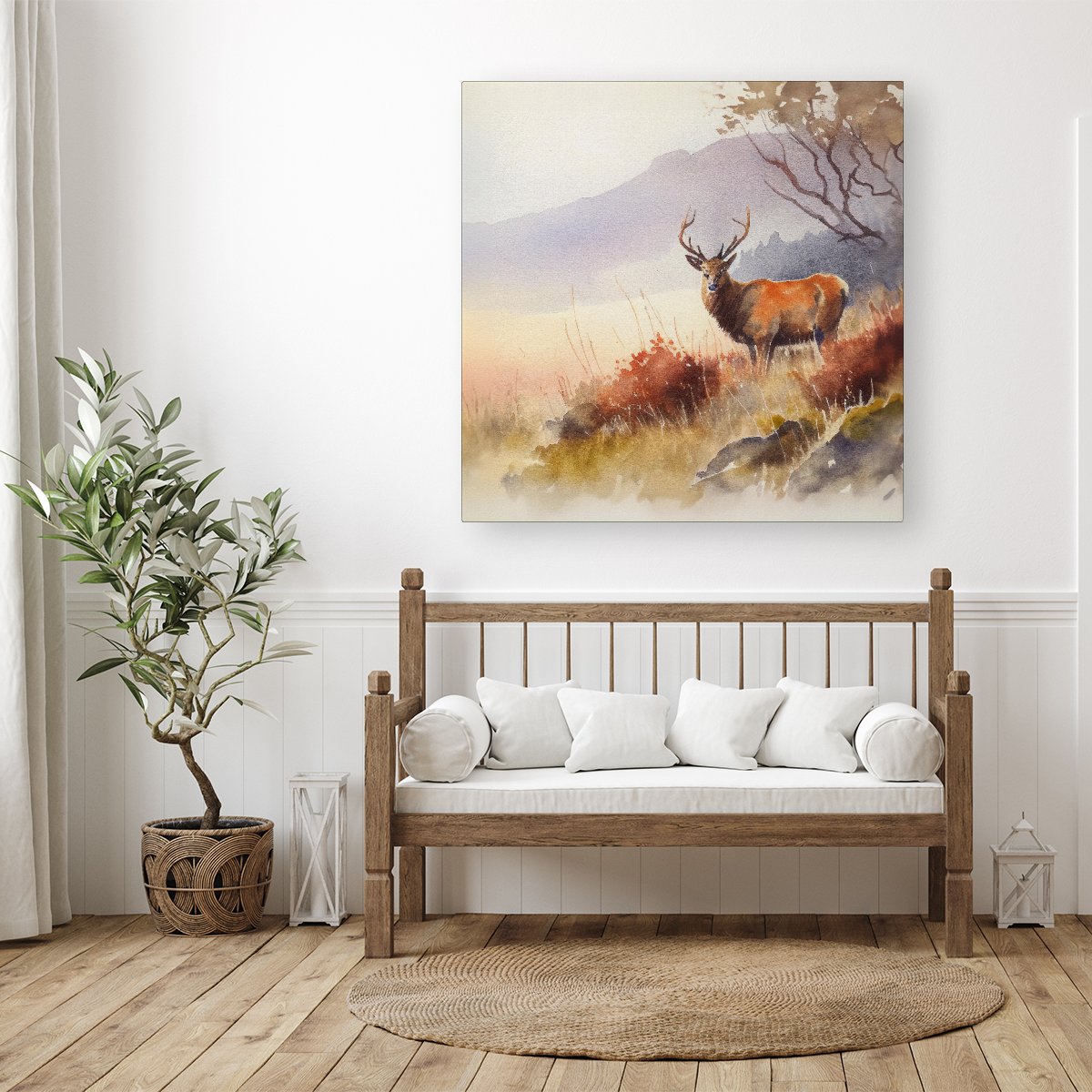 Stag Deer Water Colour Canvas