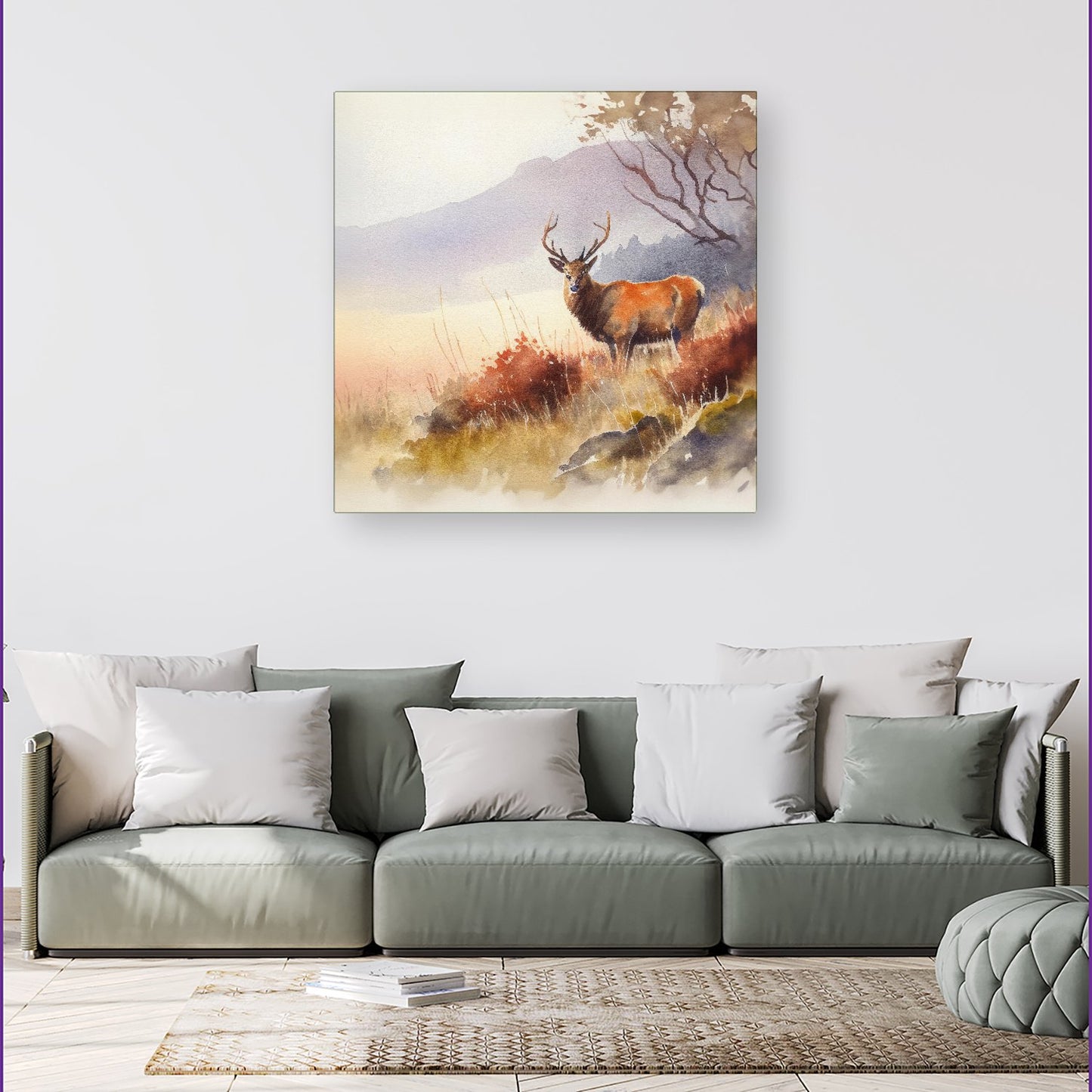 Stag Deer Water Colour Canvas
