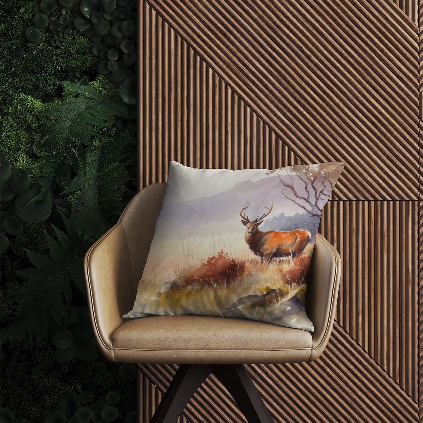 Stag Deer Water Colour Outdoor Cushion