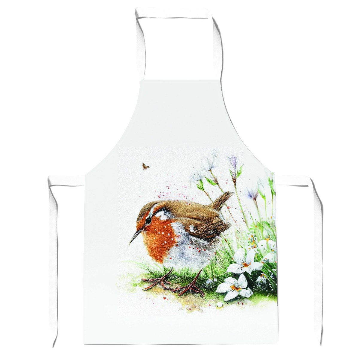 Robin And Daisies Watercolour Apron