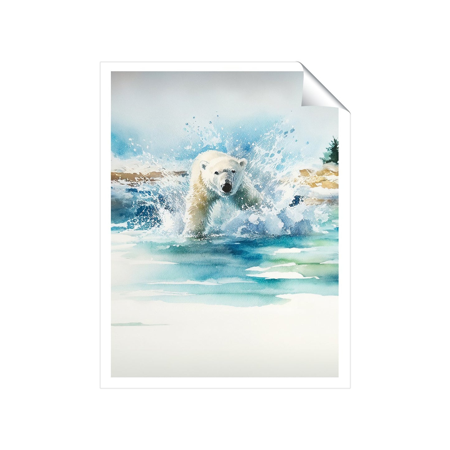 Hunting Polar Bear Watercolour Art Prints