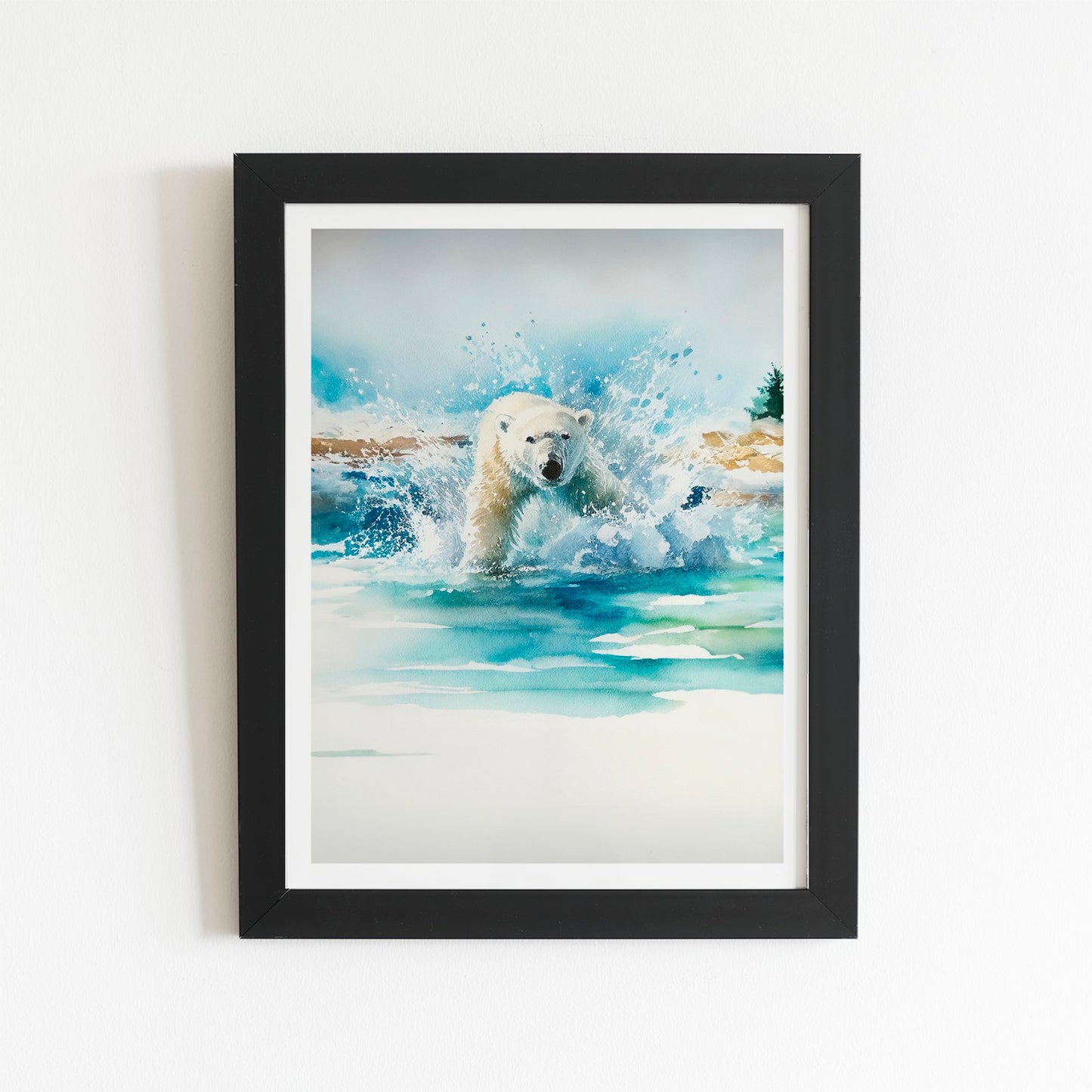 Hunting Polar Bear Watercolour Art Prints
