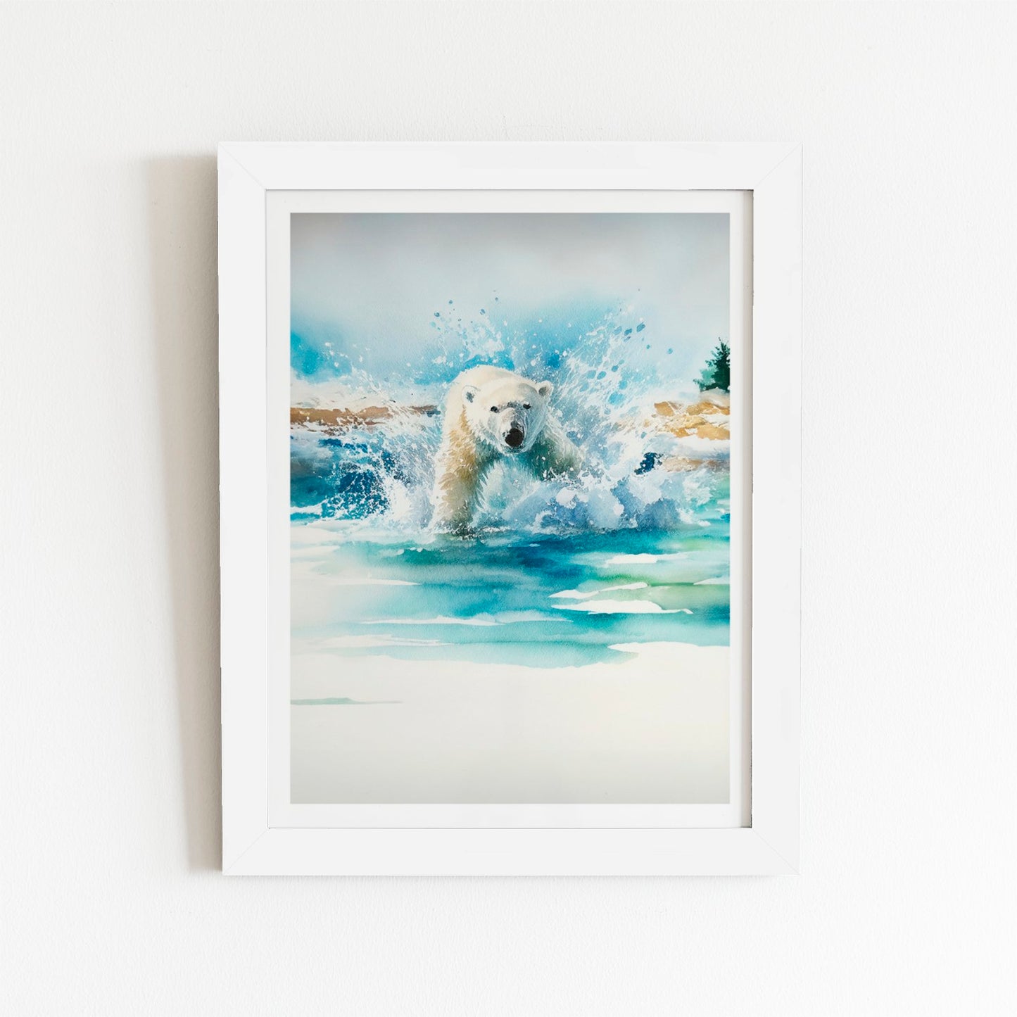 Hunting Polar Bear Watercolour Art Prints