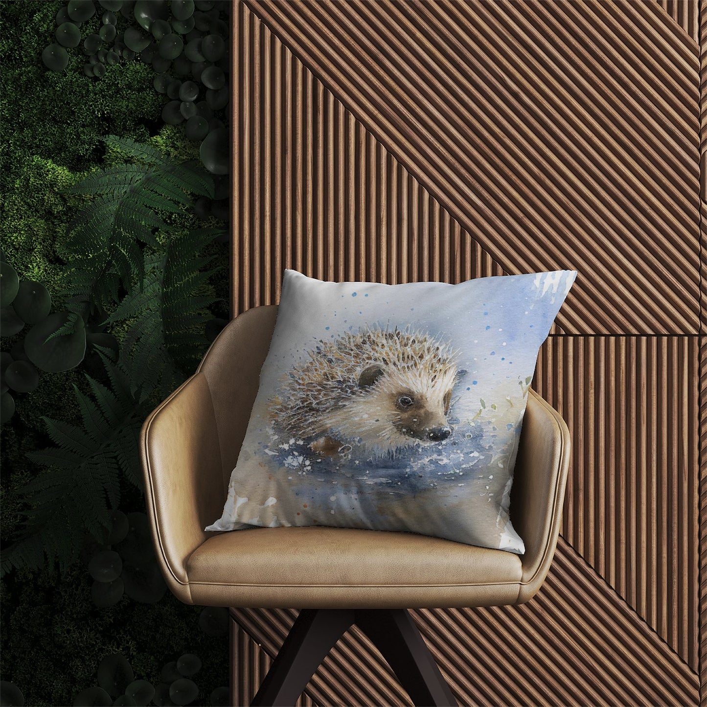 Hedgehog Watercolour Outdoor Cushion