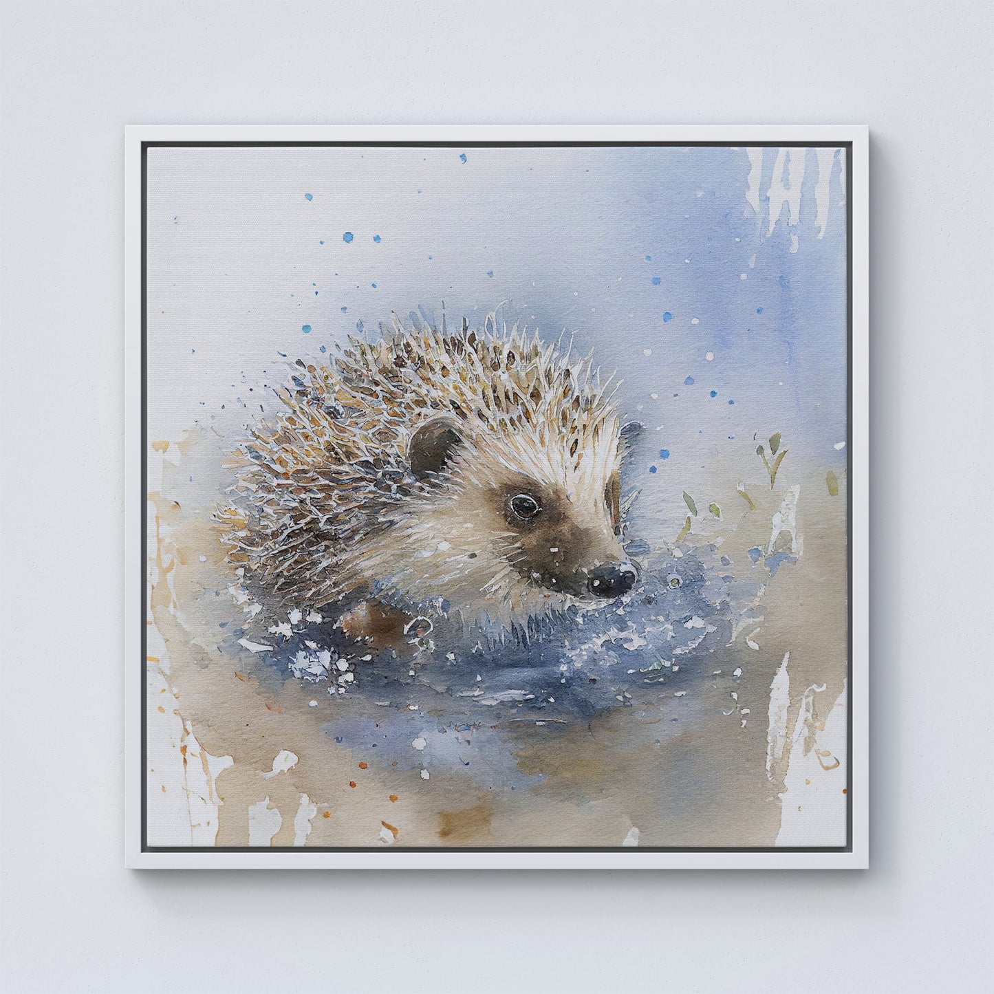 Hedgehog Watercolour Framed Canvas