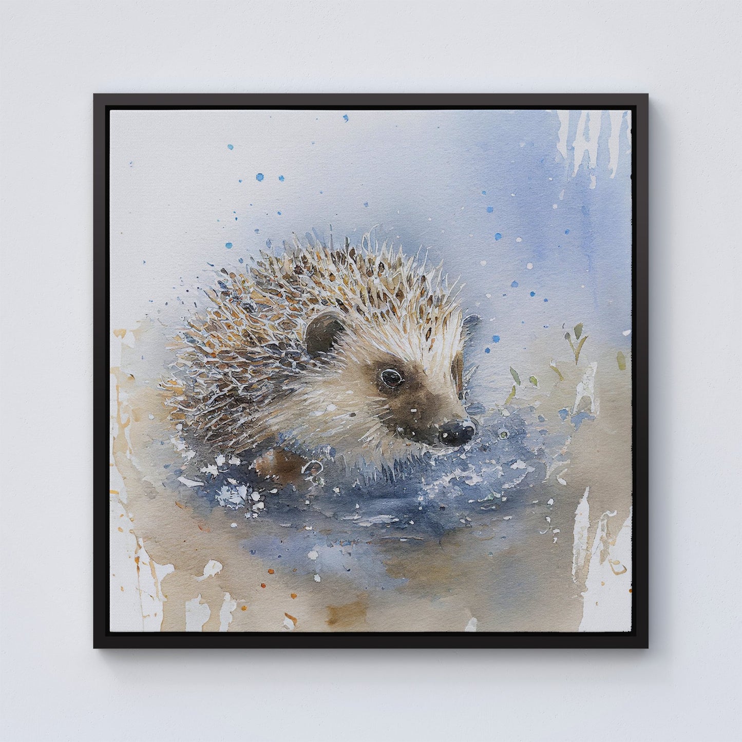 Hedgehog Watercolour Framed Canvas