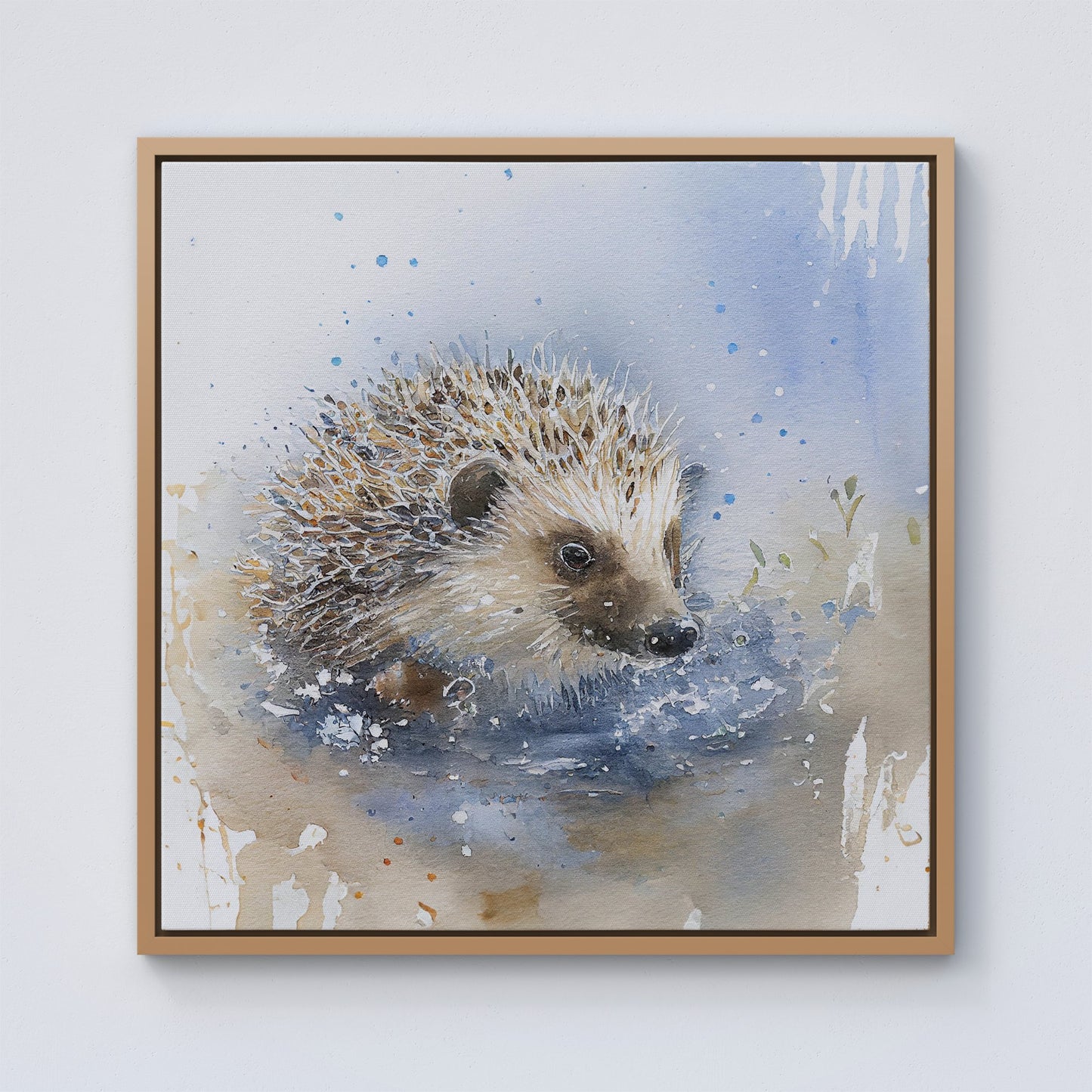 Hedgehog Watercolour Framed Canvas