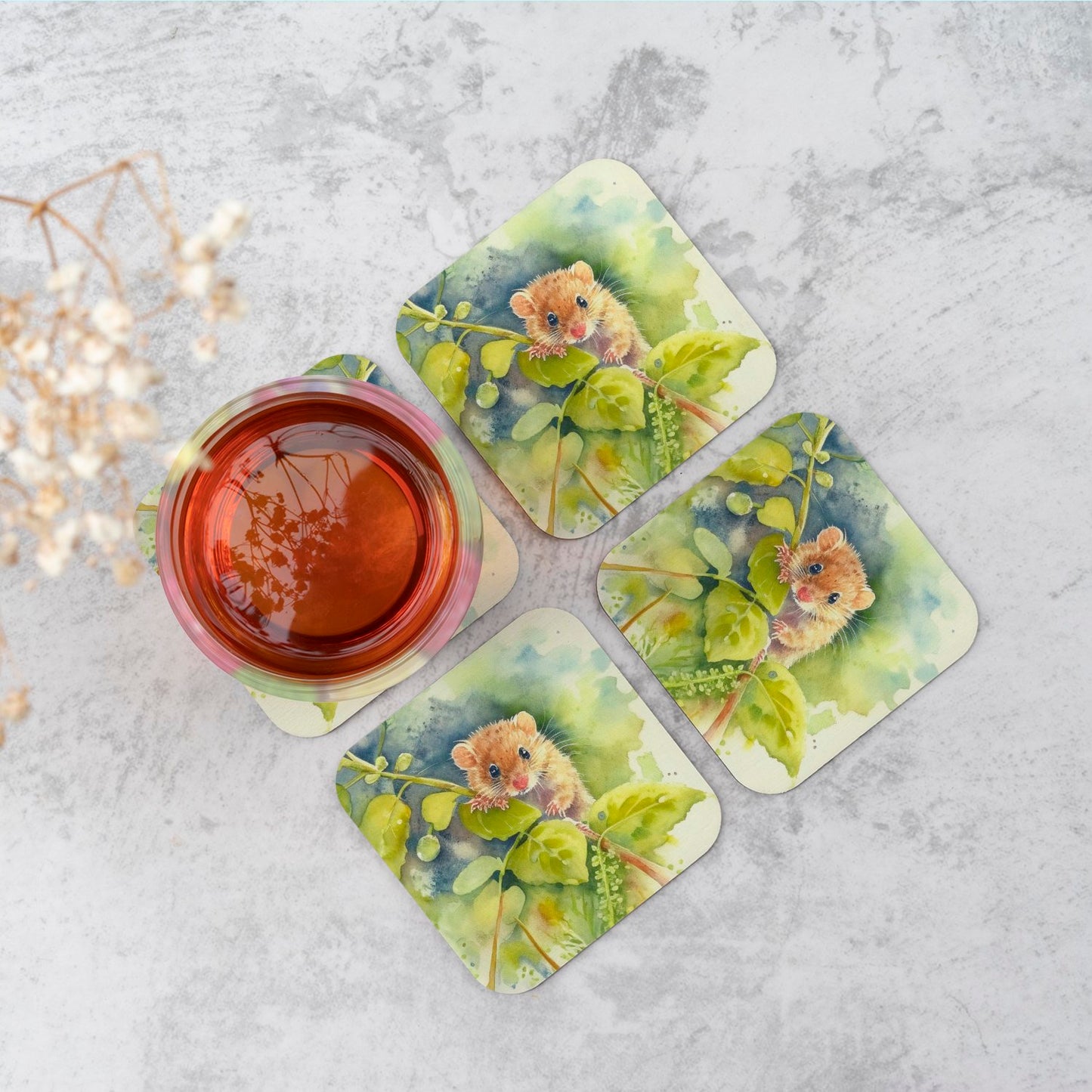Dormouse Watercolour Coasters