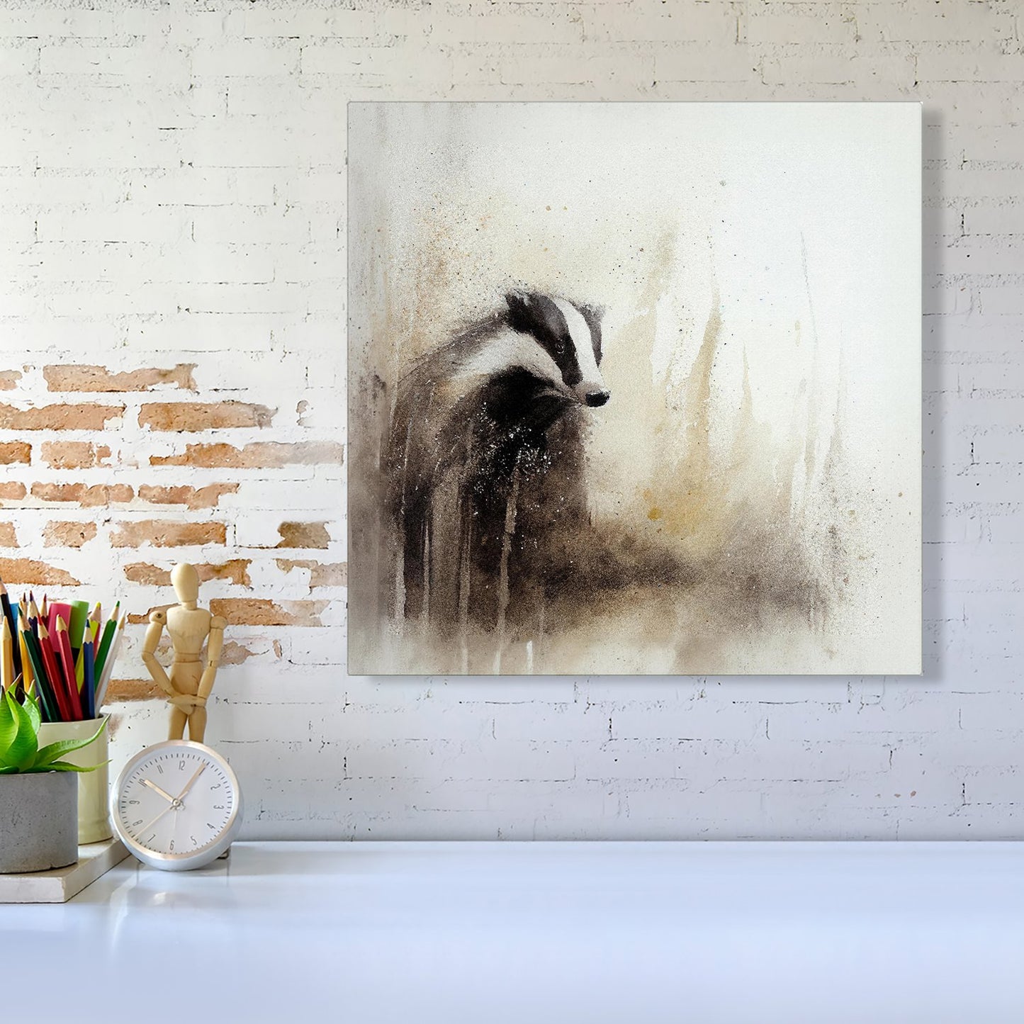 Badger Watercolour Canvas