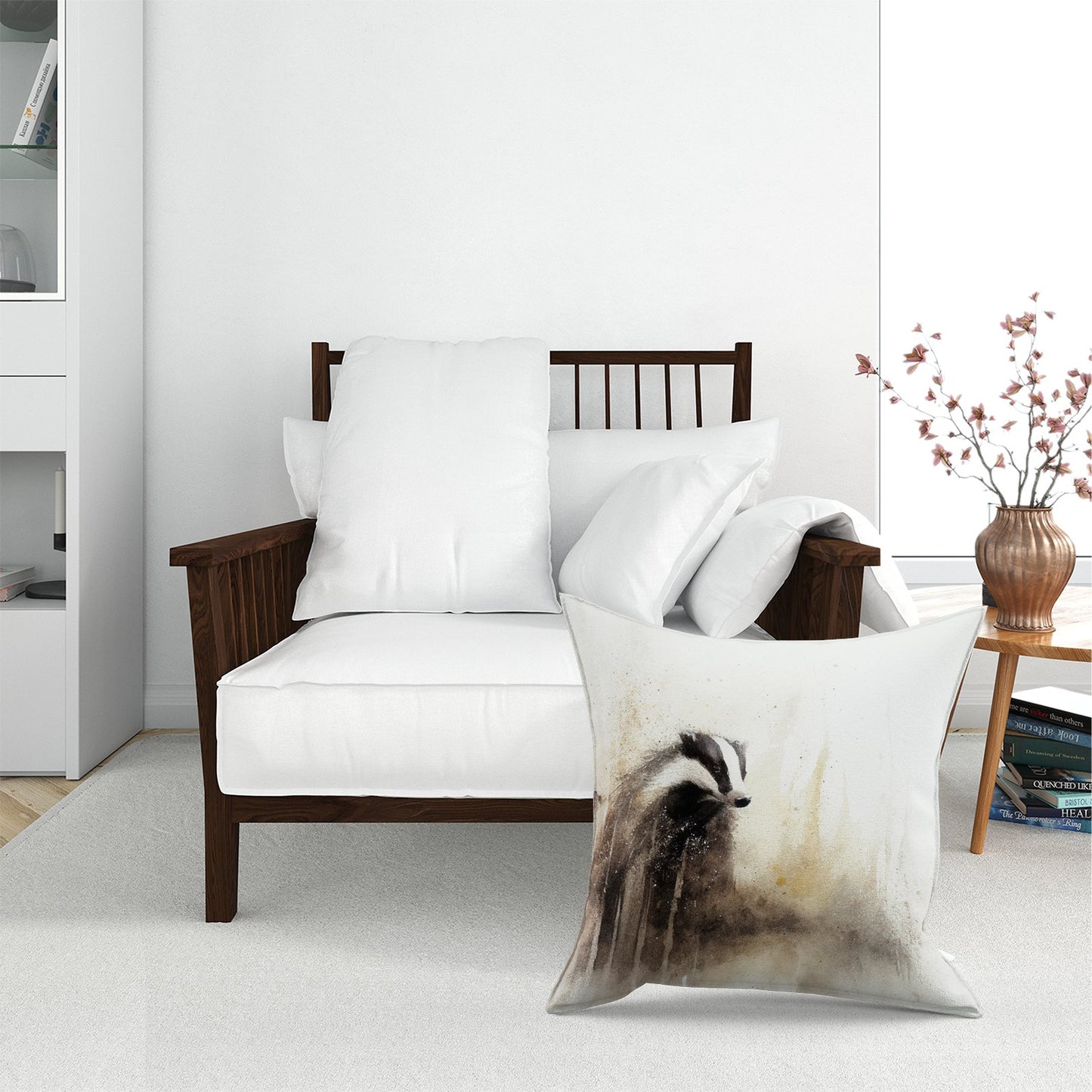 Badger Watercolour Floor Cushion