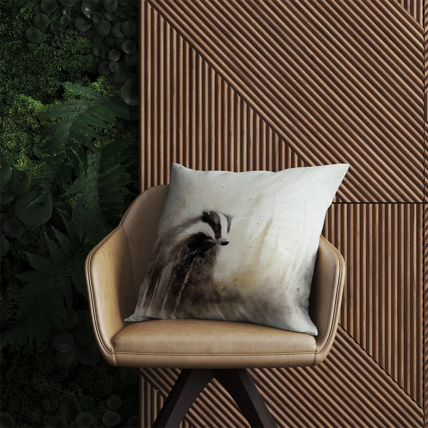 Badger Watercolour Outdoor Cushion