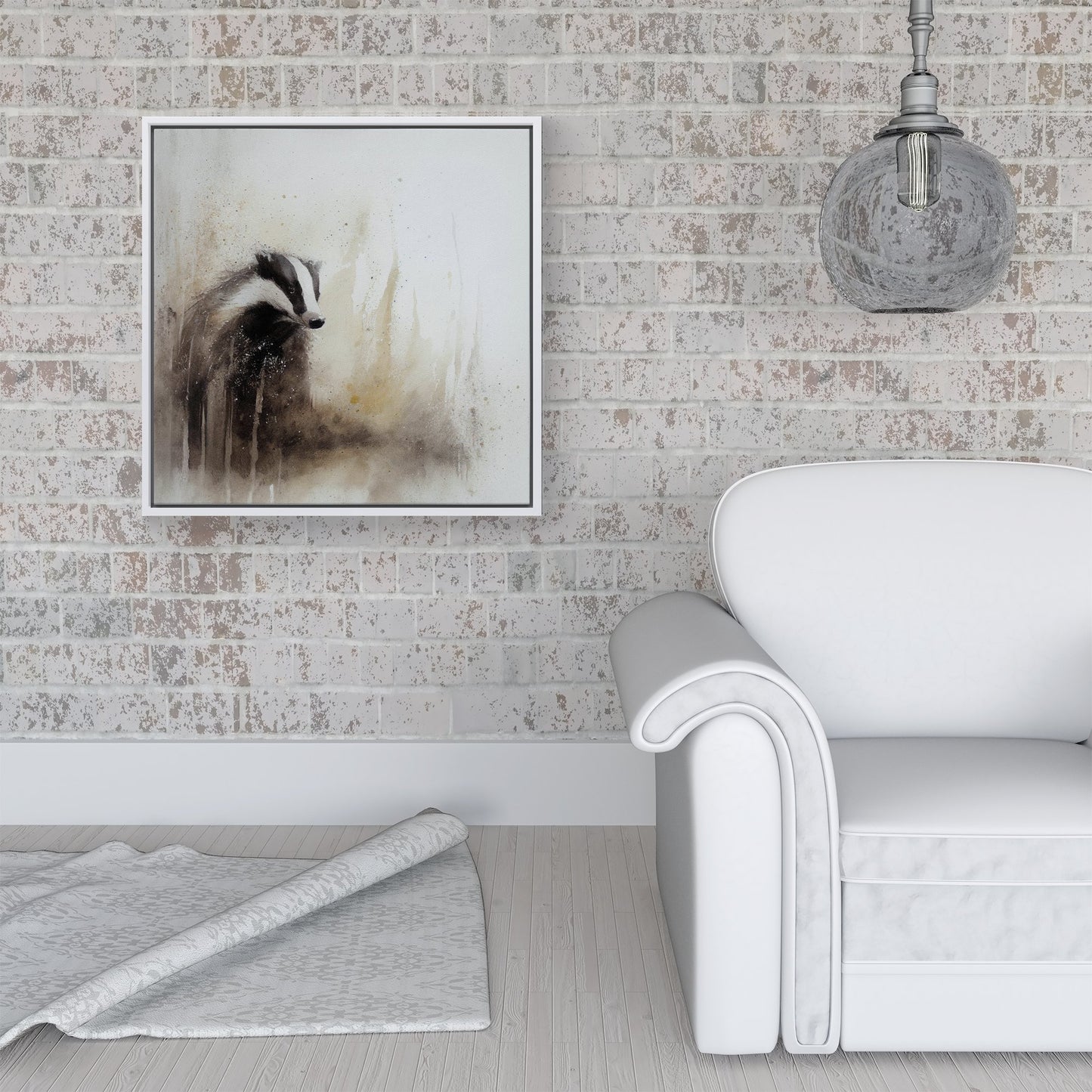 Badger Watercolour Framed Canvas