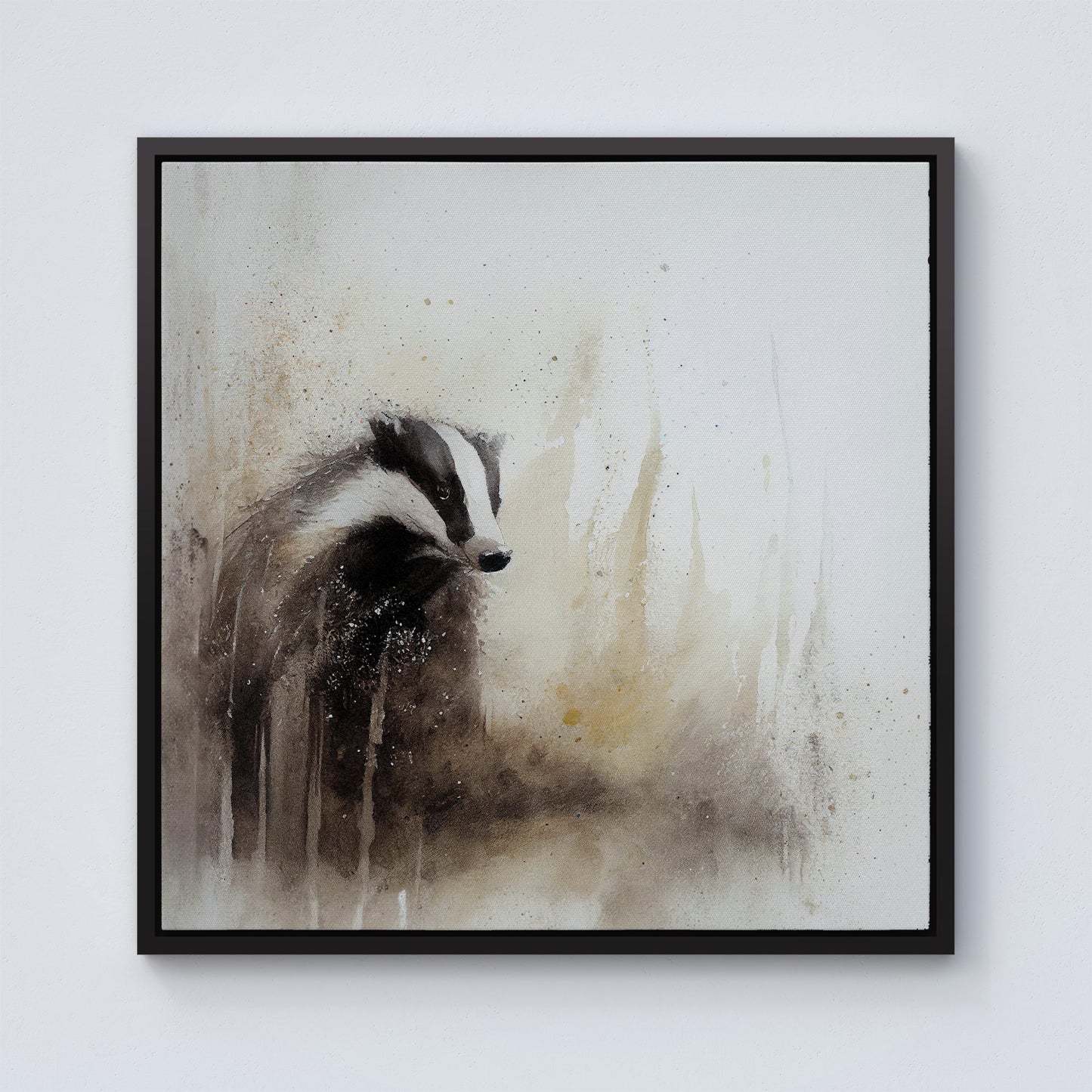 Badger Watercolour Framed Canvas
