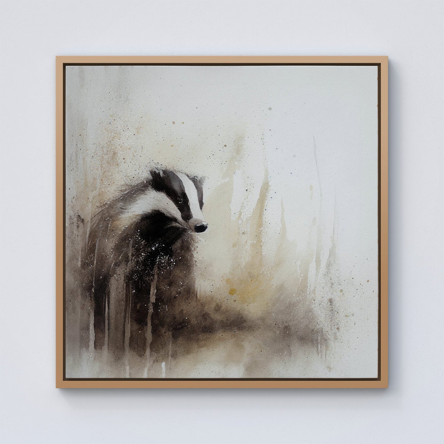 Badger Watercolour Framed Canvas