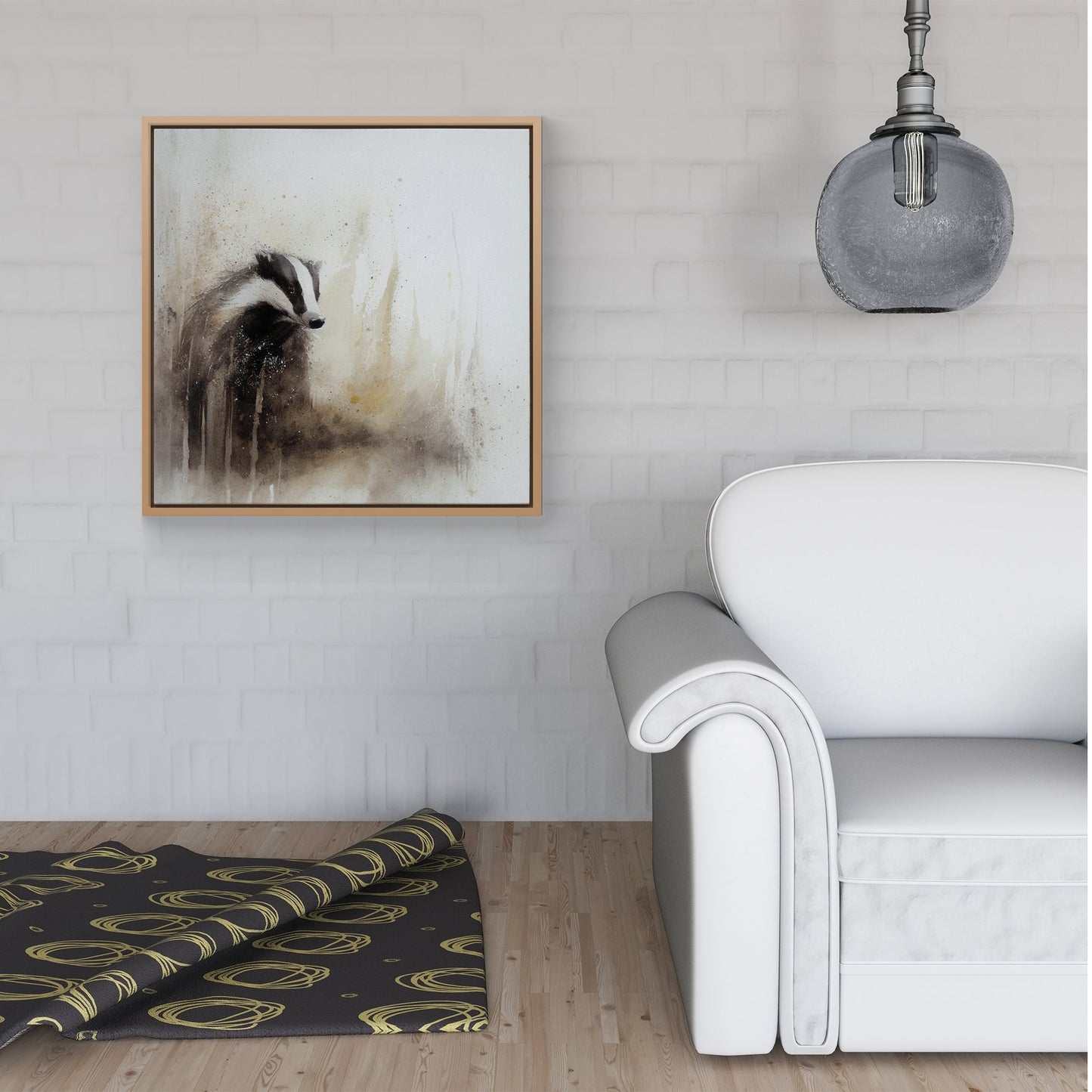 Badger Watercolour Framed Canvas