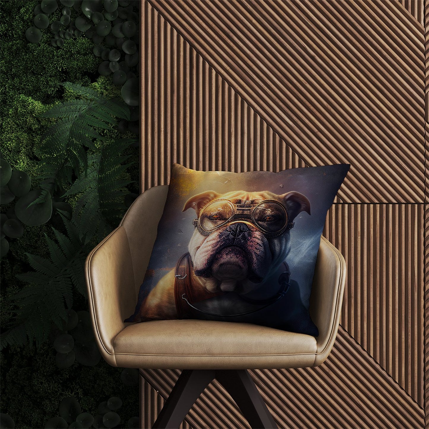 Bulldog Splashart Golden Outdoor Cushion