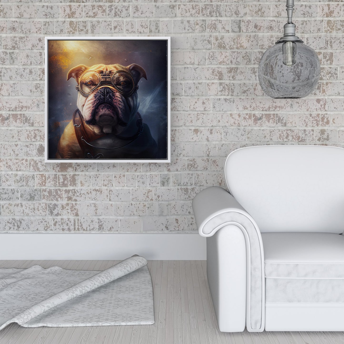 Bulldog Splashart Golden Framed Canvas
