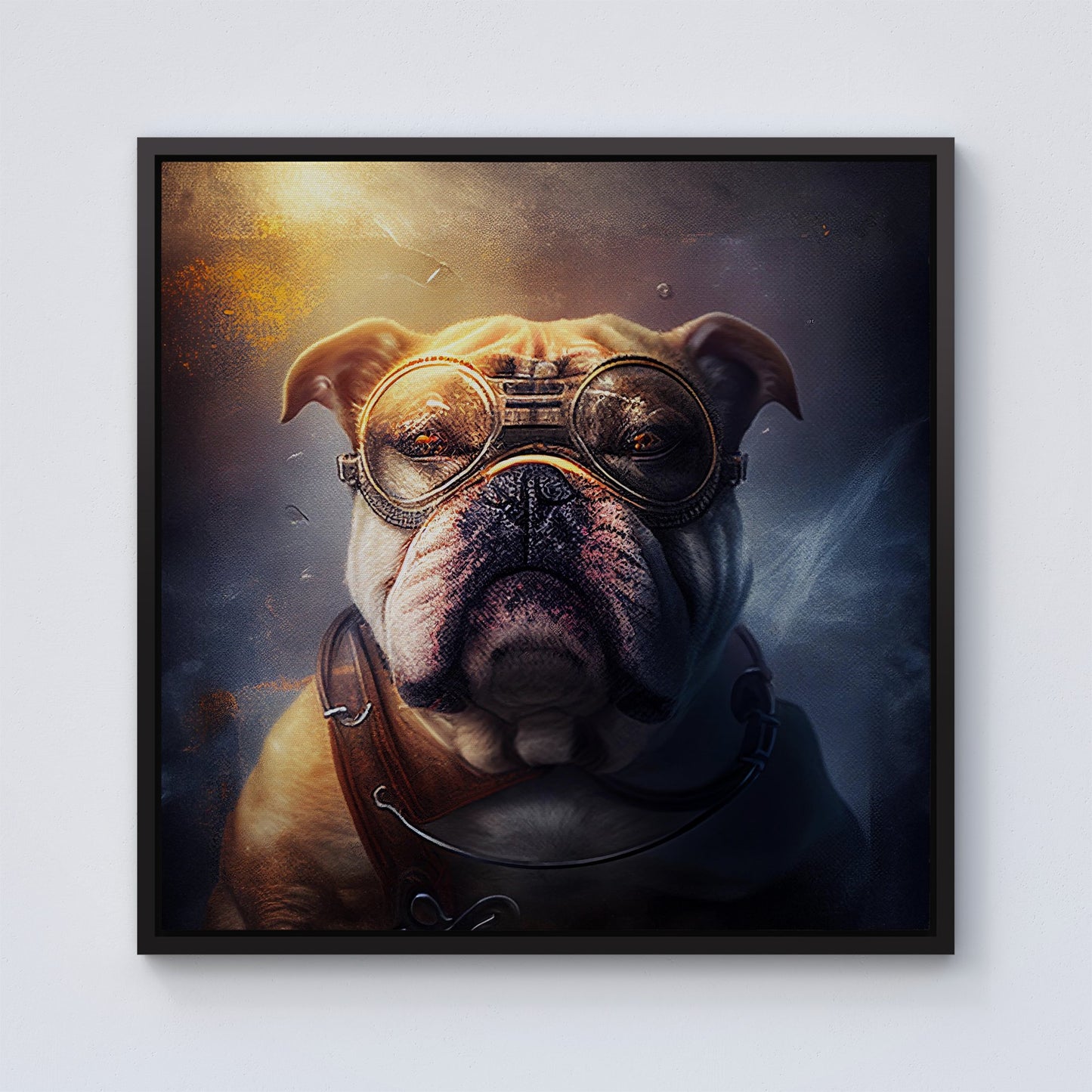 Bulldog Splashart Golden Framed Canvas