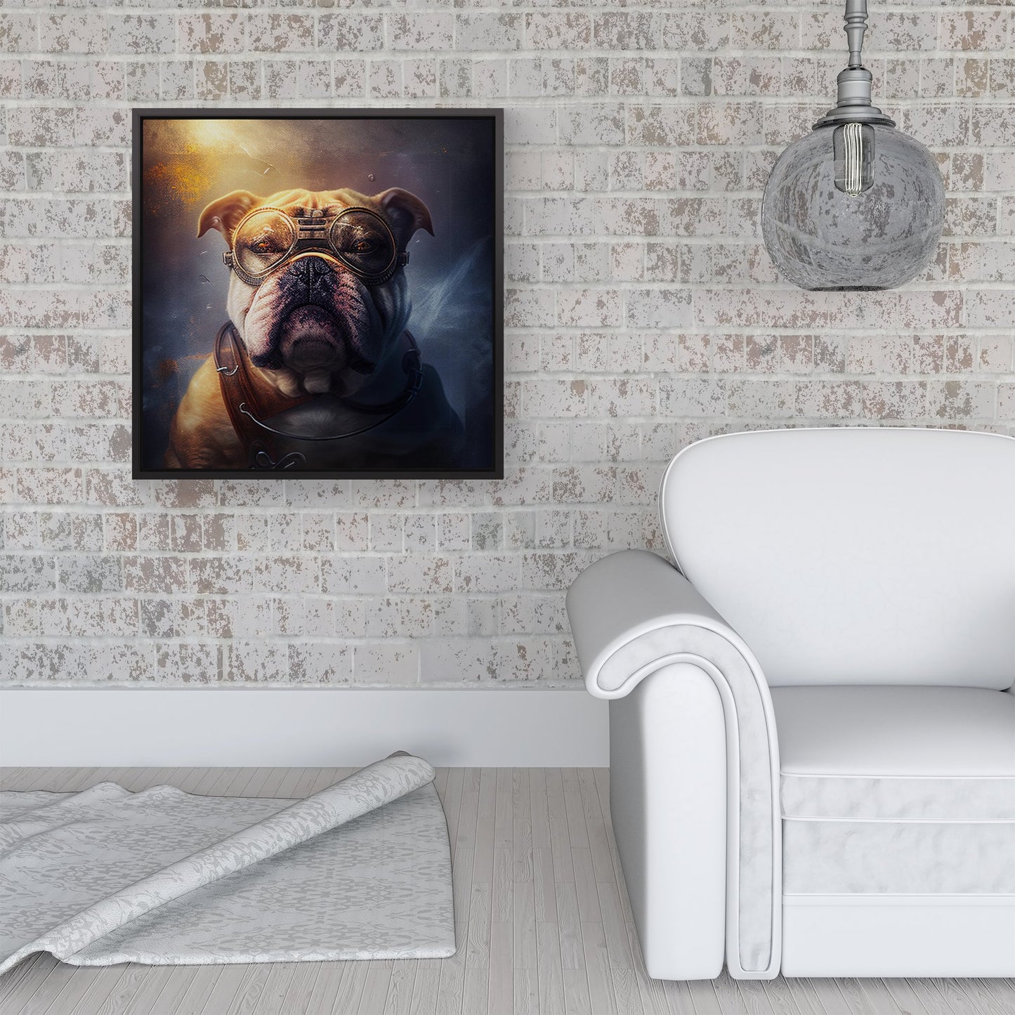 Bulldog Splashart Golden Framed Canvas