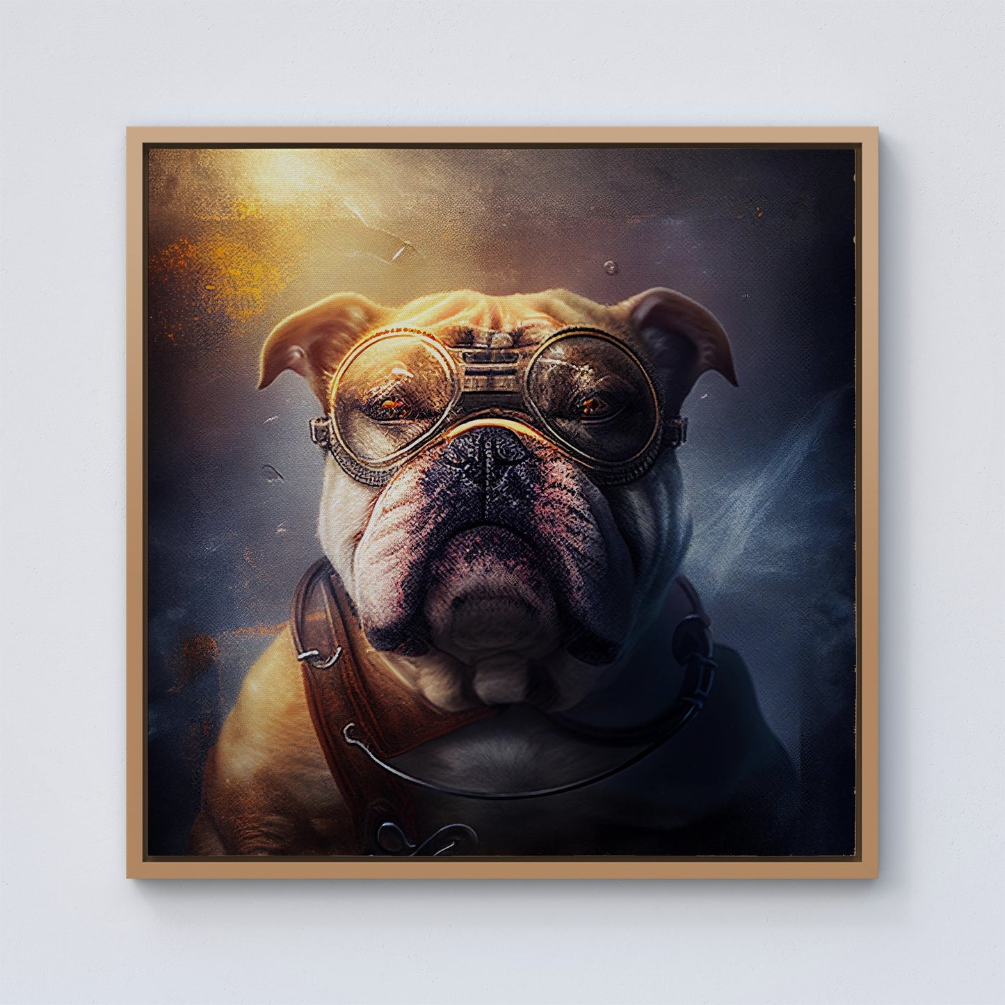 Bulldog Splashart Golden Framed Canvas